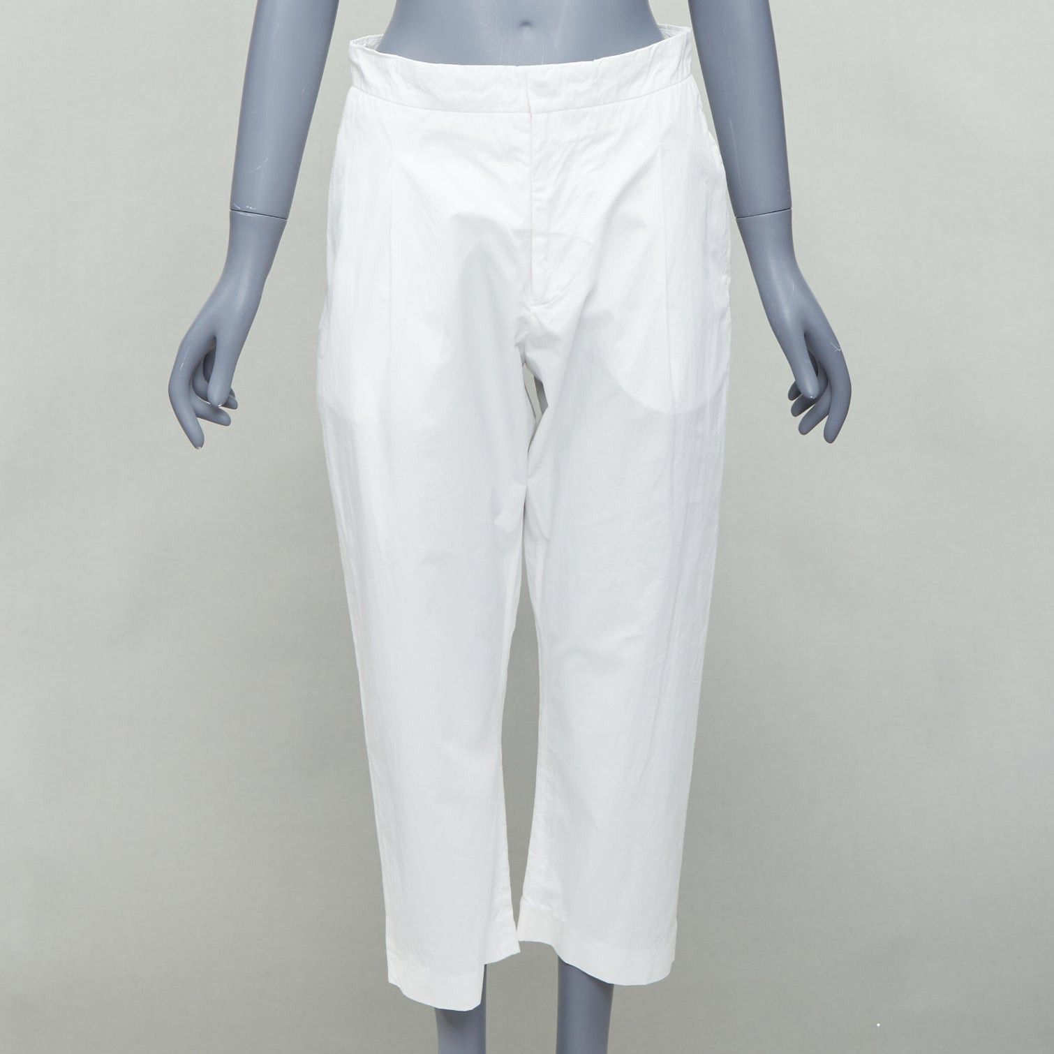 Marni MARNI white cotton pleated front high waist cropped pants IT38 XS Size 26" / US 2 / IT 38 - 1 Thumbnail