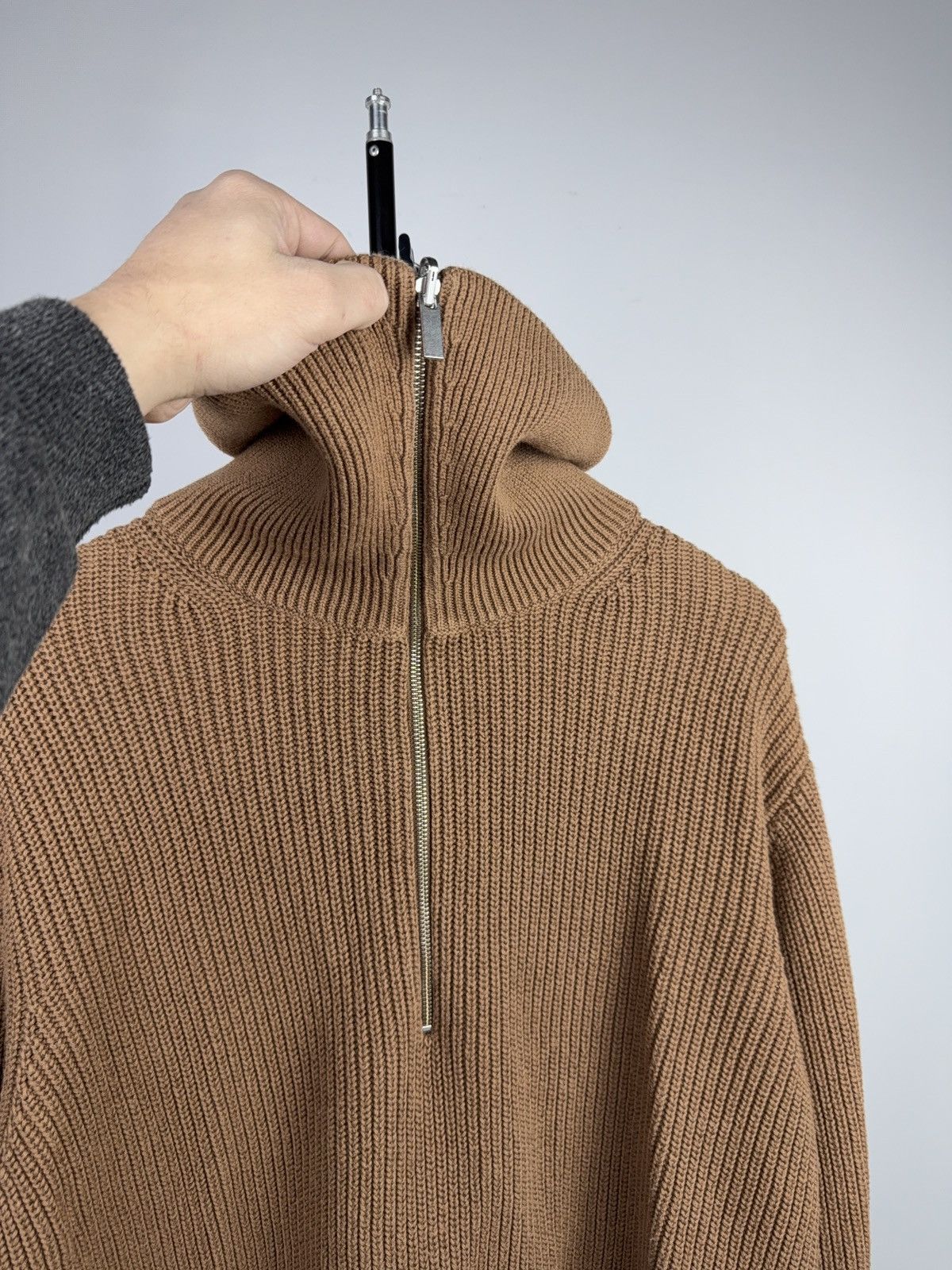 Cos Avant Garde COS Chunky Knit Half Zip Wool Sweater Minimalist Size US L / EU 52-54 / 3 - 3 Thumbnail