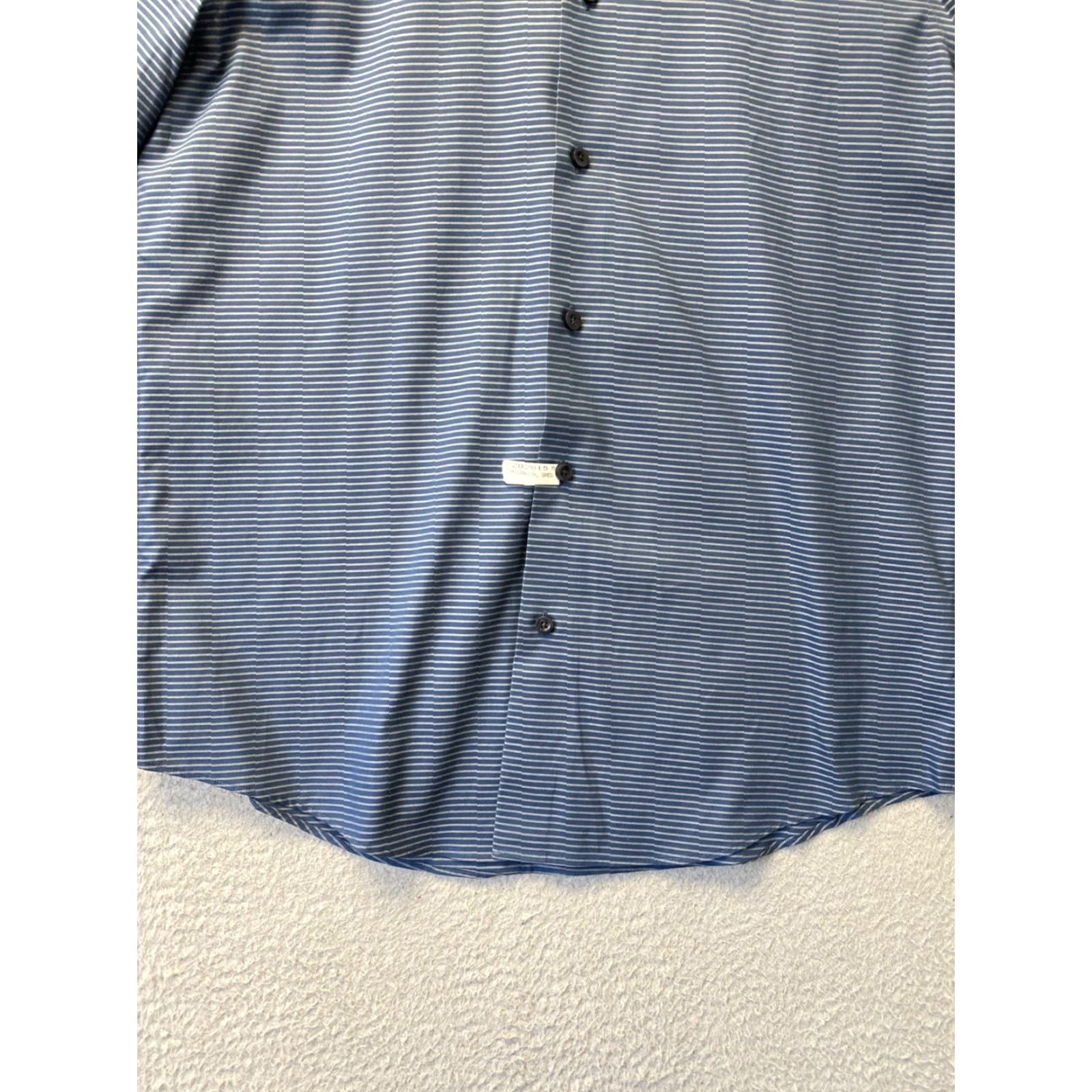 Vintage Calibrate Dress Shirt Men 15.5 Slim Indigo Striped Non-Iron Stretch 34/35 Button Collar Long Sleeve Modern Business Mens Size US M / EU 48-50 / 2 - 2 Thumbnail