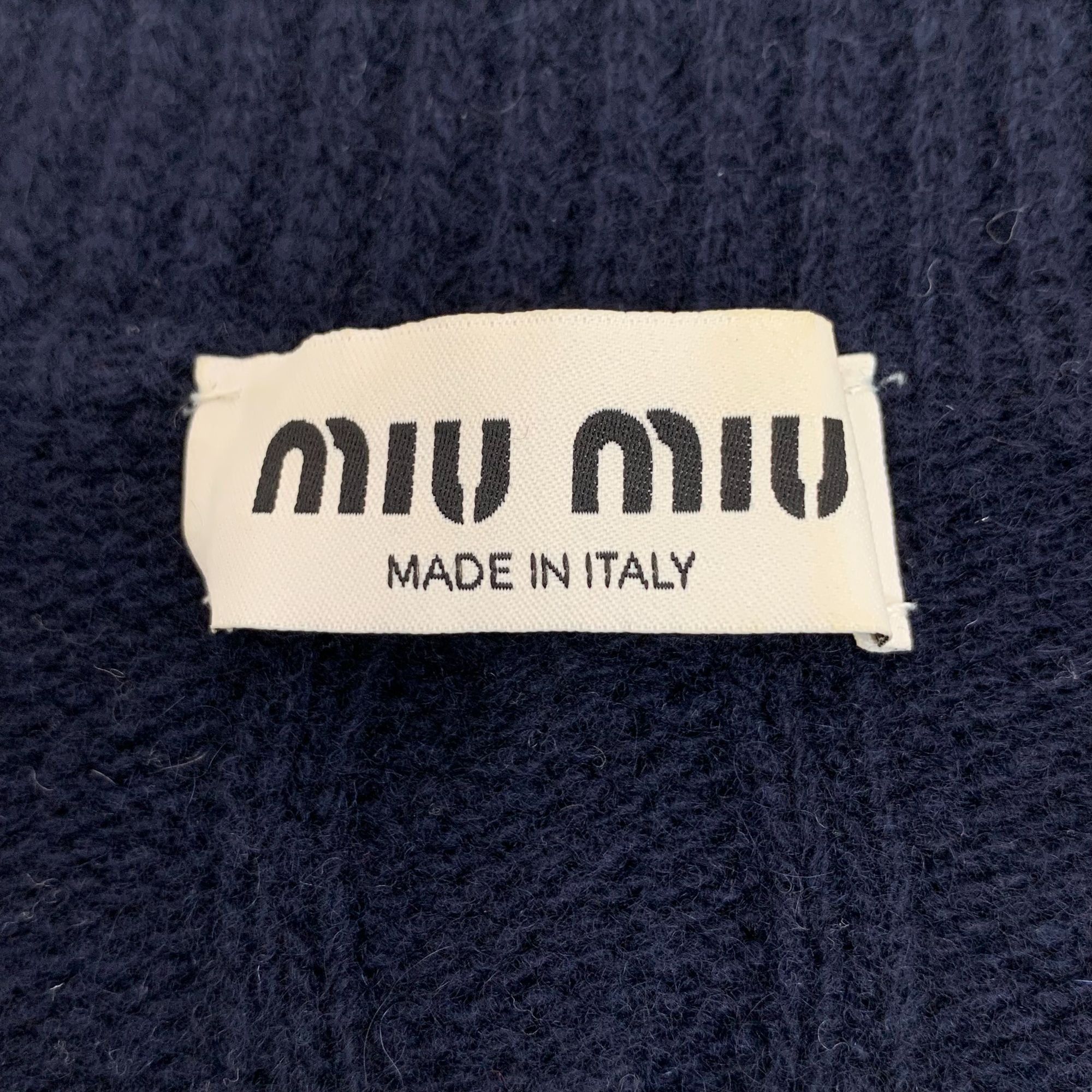Miu Miu Miu Miu Navy & White Cable Knit Wool Blend Cropped Sweater J Size XS / US 0-2 / IT 36-38 - 2 Thumbnail