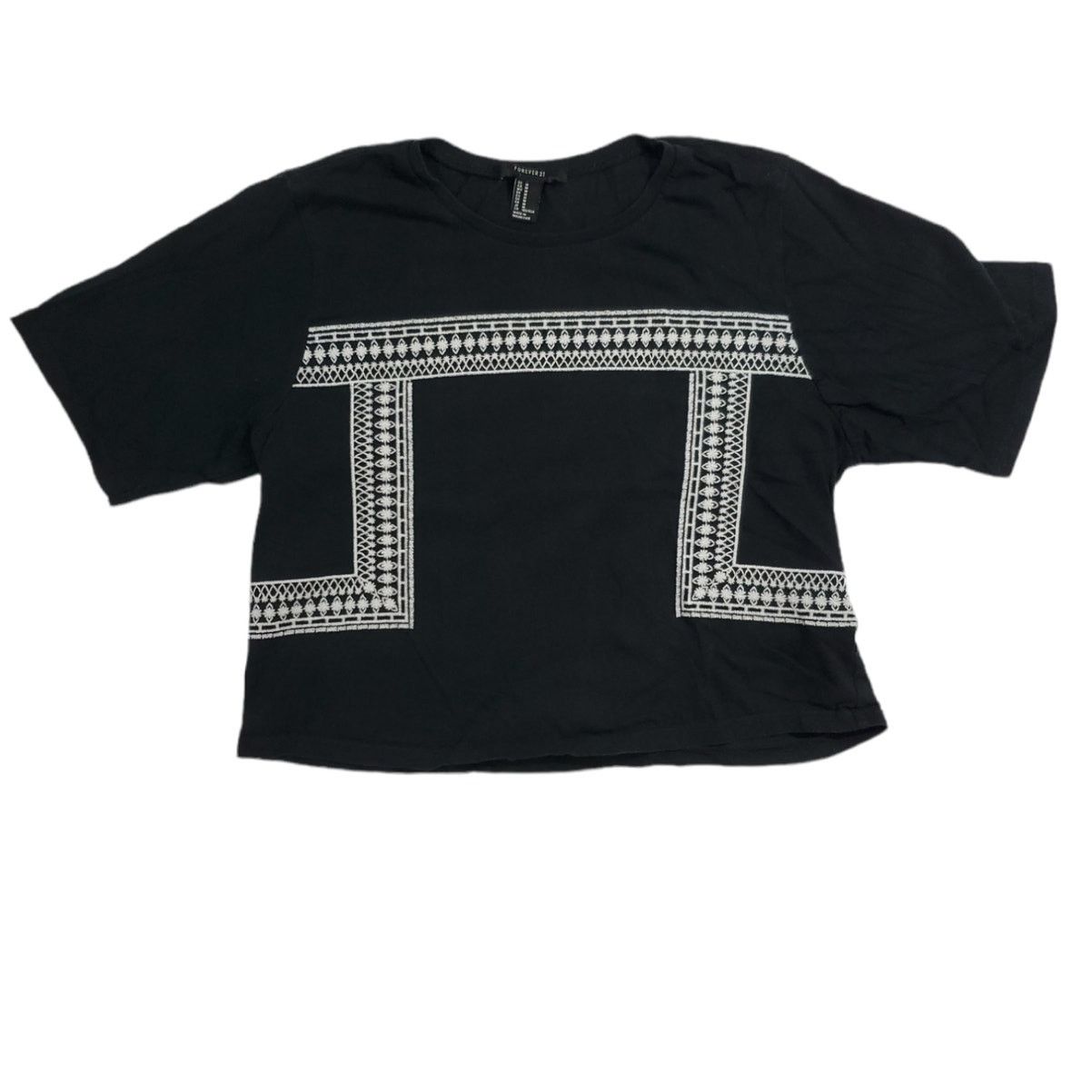 Forever 21 Forever 21 | Embroidered Black Crop Top | Size Medium Size M / US 6-8 / IT 42-44 - 1 Thumbnail