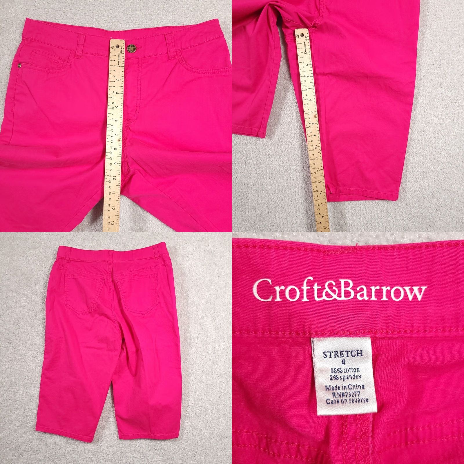 Croft & Barrow Croft & Barrow Capri Pants Women's 4 Bright Pink Stretch Casual Mid Rise Size 27" / US 4 / IT 40 - 8 Thumbnail