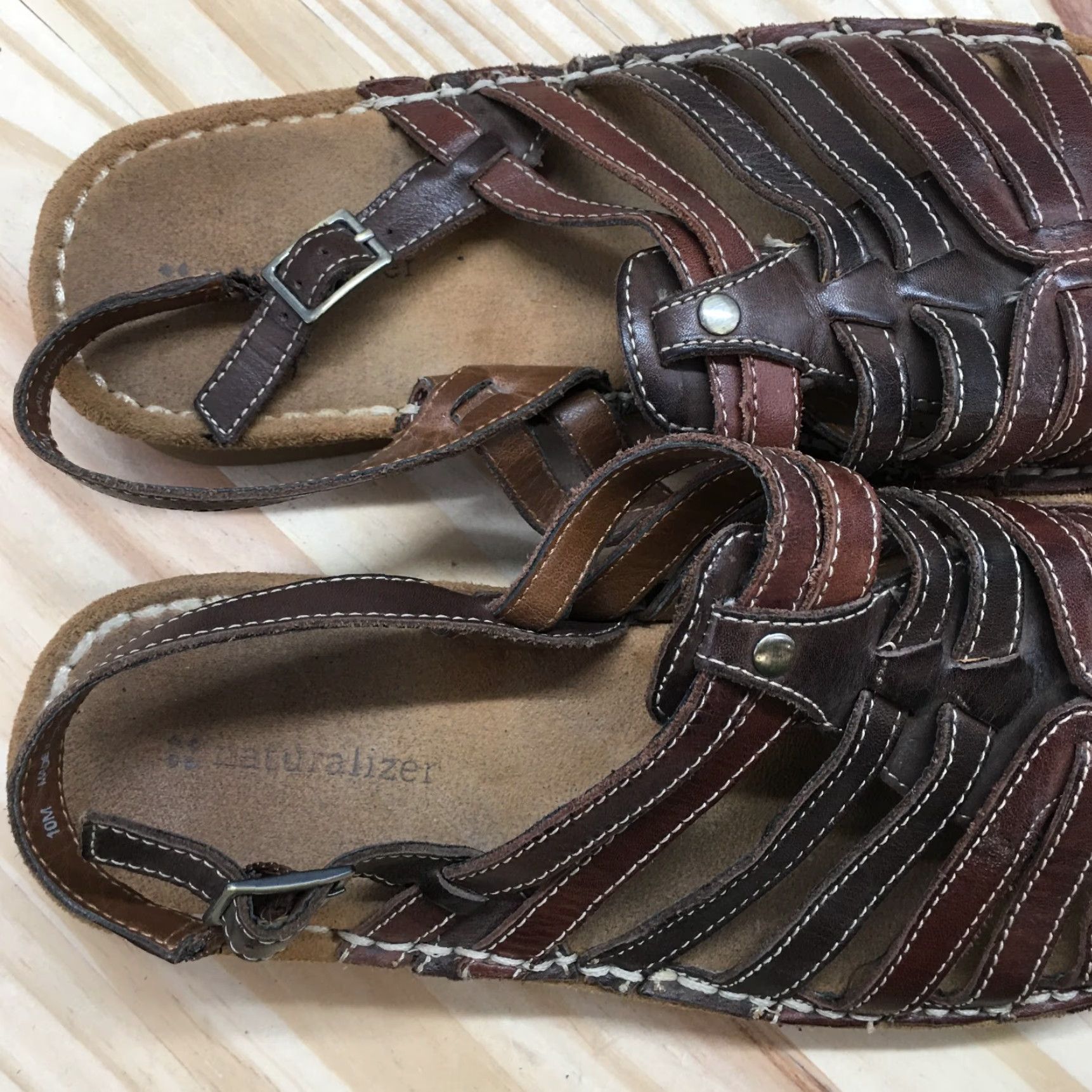 Naturalizer Naturalizer Sandals Womens 10 M Travis Slingback Strappy Brown Leather Casual Shoes Size US 10 / IT 40 - 5 Thumbnail