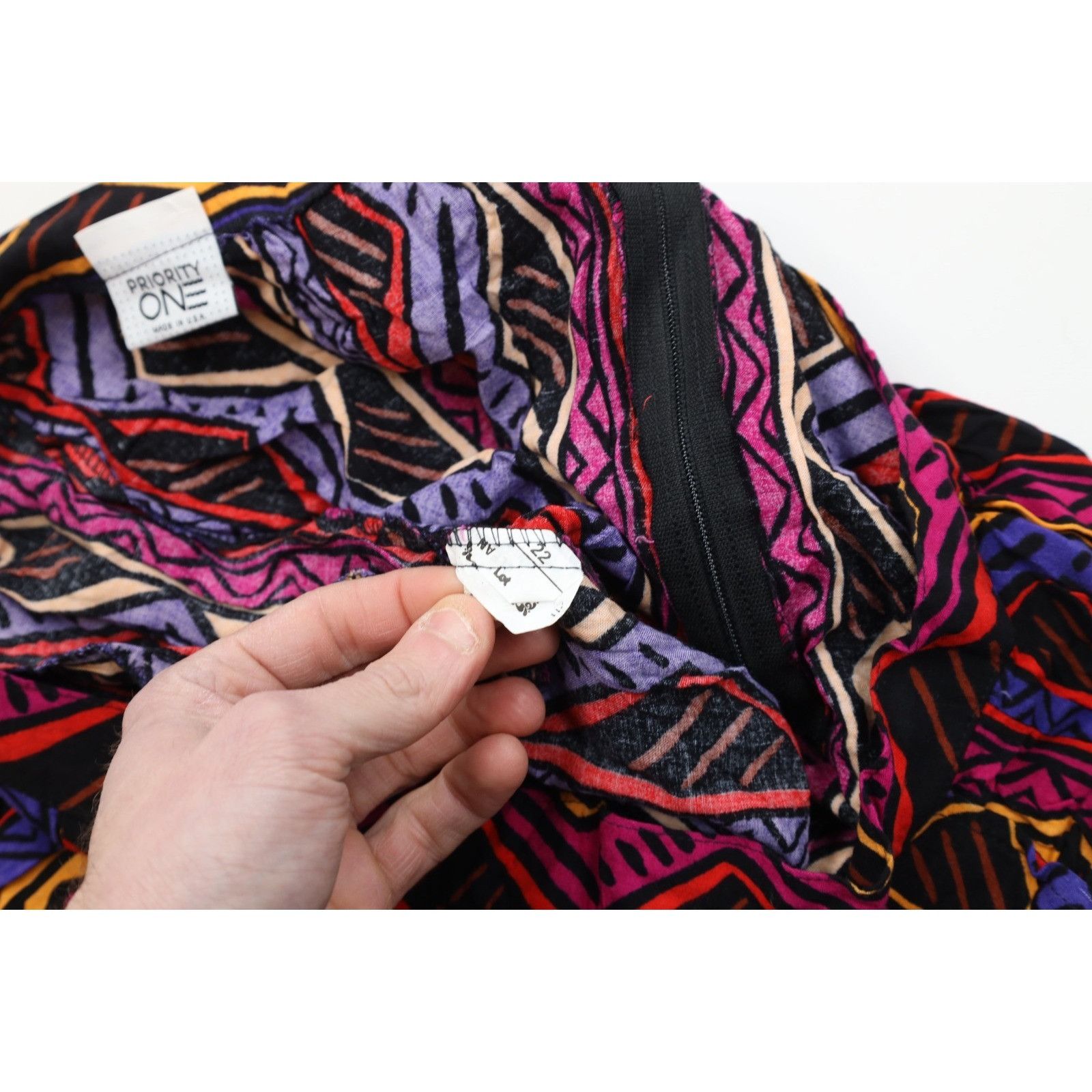 Vintage Vintage 90s Rayon Gabardine Abstract Rainbow Skirt Size 40" / US 18 - 8 Thumbnail