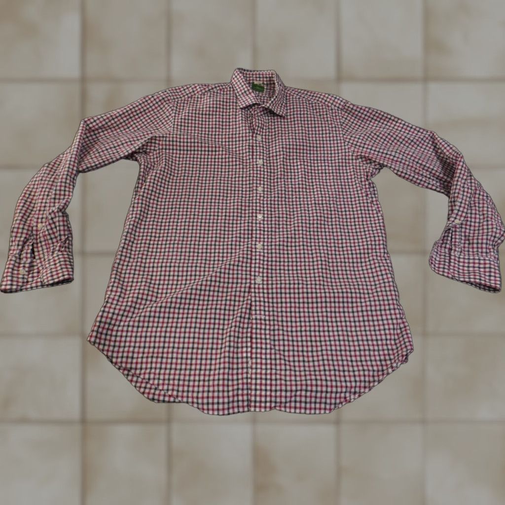 Sid Mashburn Sid Mashburn Shirt Slim Red Plaid Button-Up Long Sleeve Mens Large Casual Size US L / EU 52-54 / 3 - 1 Thumbnail