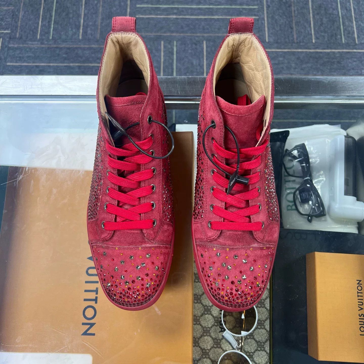 Christian Louboutin christian louboutin red high-top sneakers Size US 11 / EU 44 - 1 Thumbnail