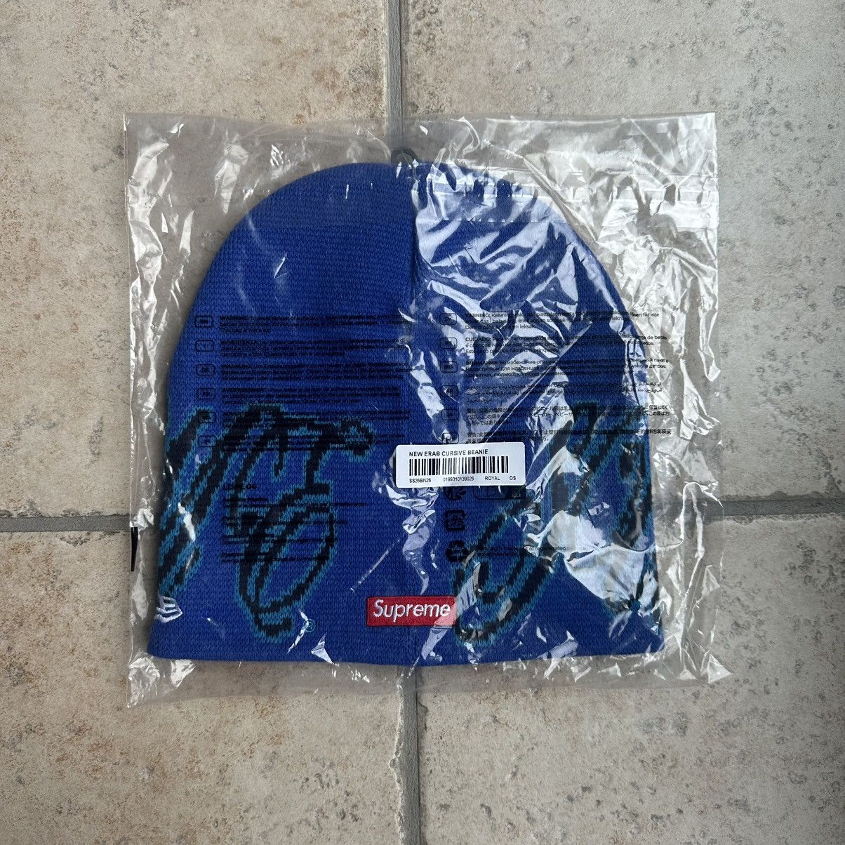 New Era × Supreme Supreme New Era Cursive Beanie Royal Size ONE SIZE - 3 Thumbnail