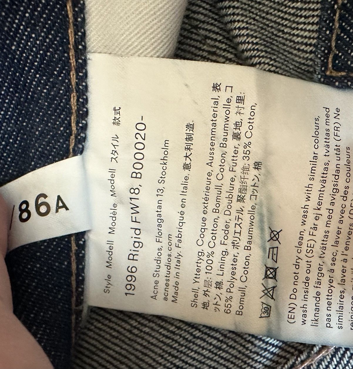 Acne Studios Acne Studios Rigid Jeans FW/18 Size US 34 / EU 50 - 4 Thumbnail