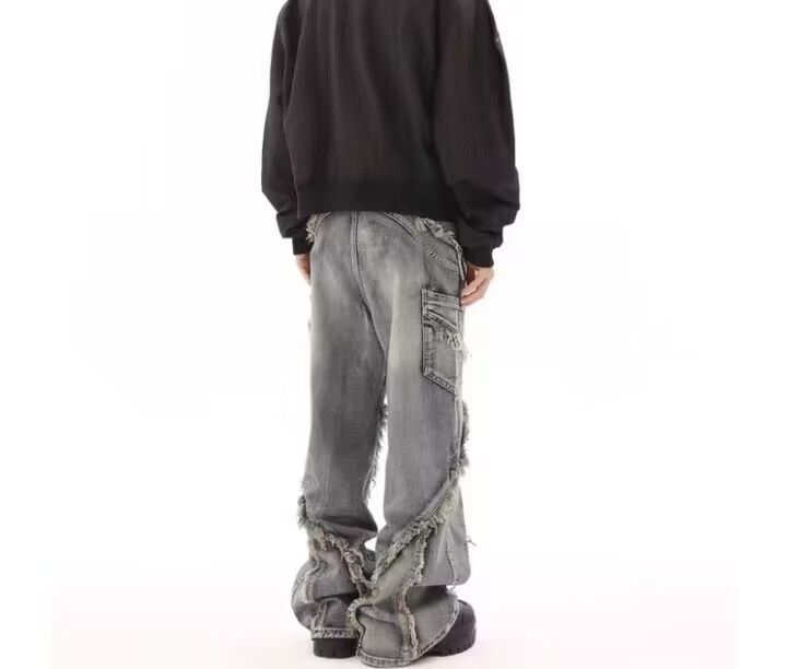 Japanese Brand × Jean Retro ruined whiskering design washed distressed jeans Size US 33 - 11 Thumbnail
