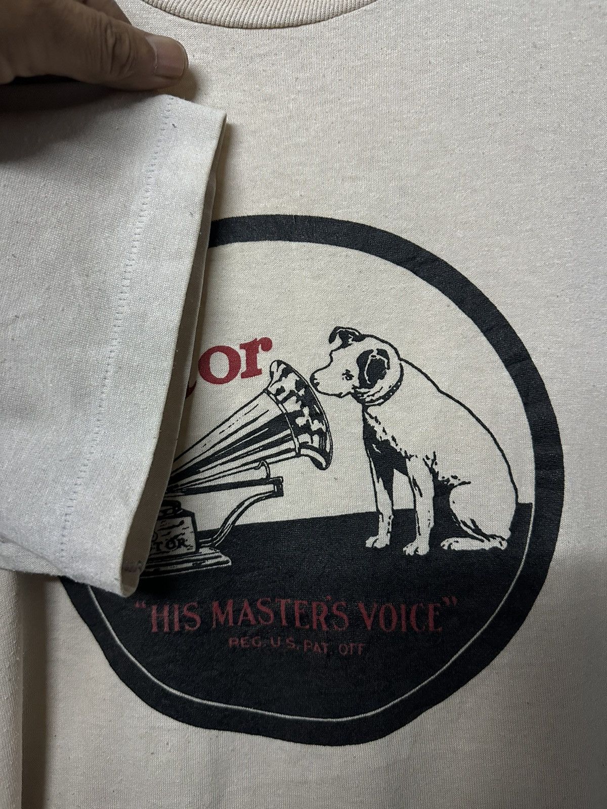 Band Tees × Vintage Vintage 90s Victor Record His Masters Voice Faded Tee Size US L / EU 52-54 / 3 - 4 Thumbnail