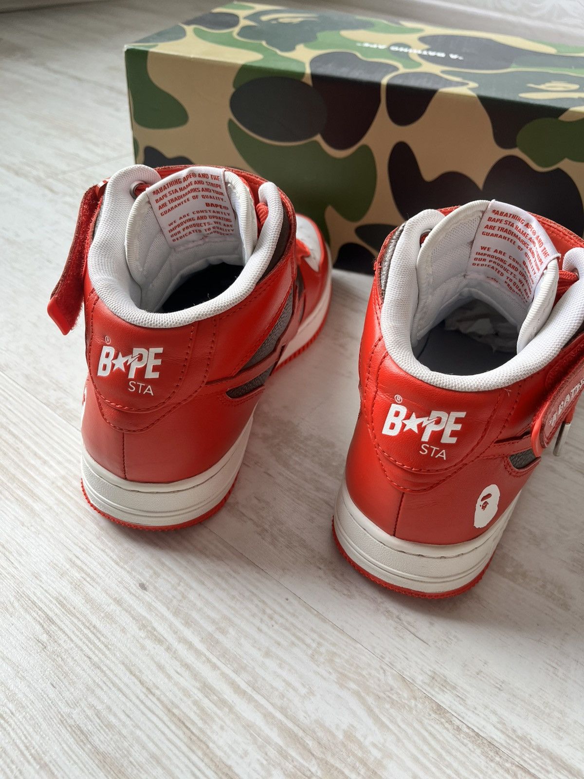 Bape A Bathing Ape Bape Sta Mid Red White Brown Sneakers US 10 Size US 10 / EU 43 - 12 Thumbnail