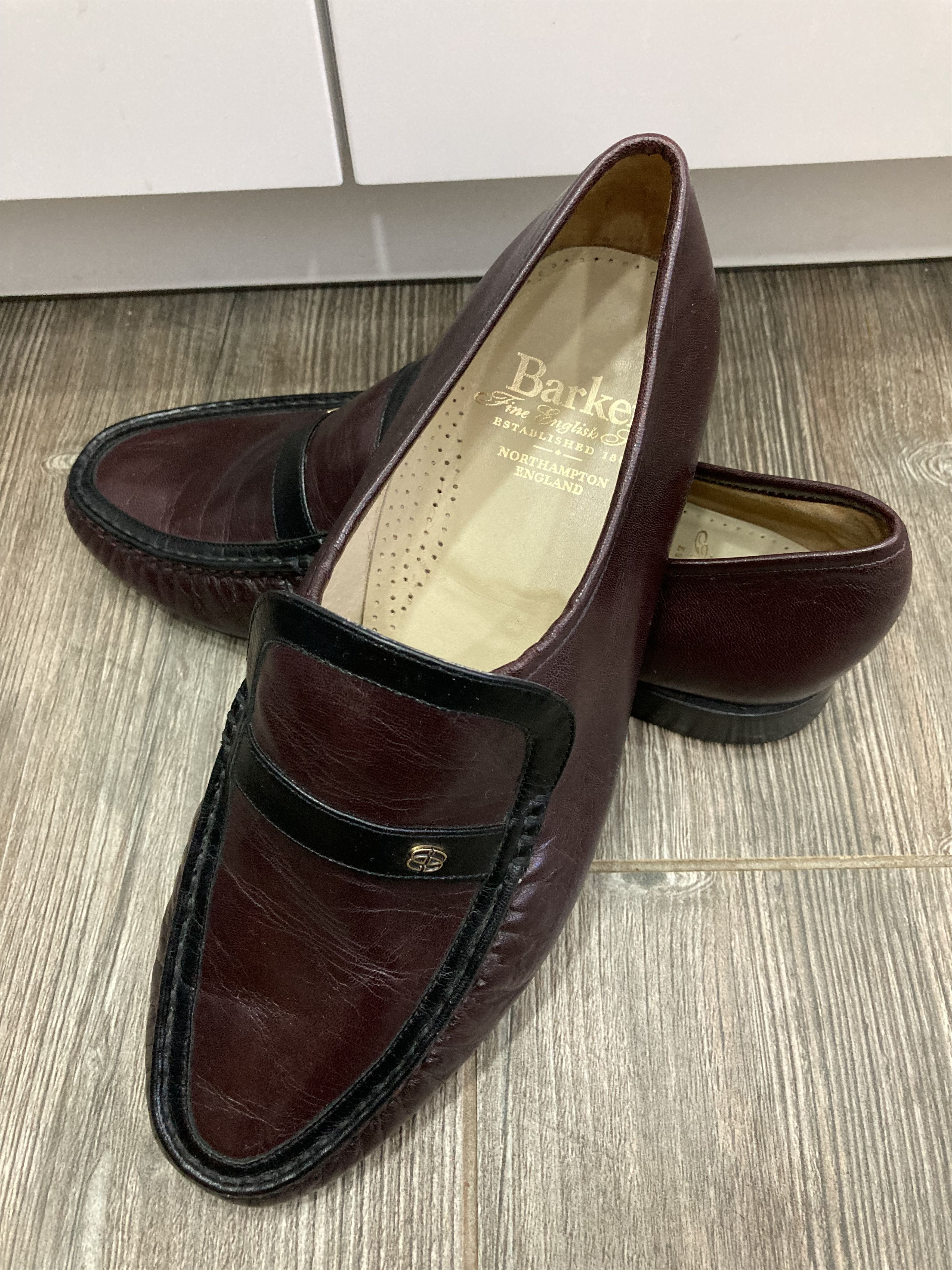 Barker Barker Jefferson Burgundy/Black Classic Moccasin Shoes Size US 9.5 / EU 42-43 - 3 Thumbnail