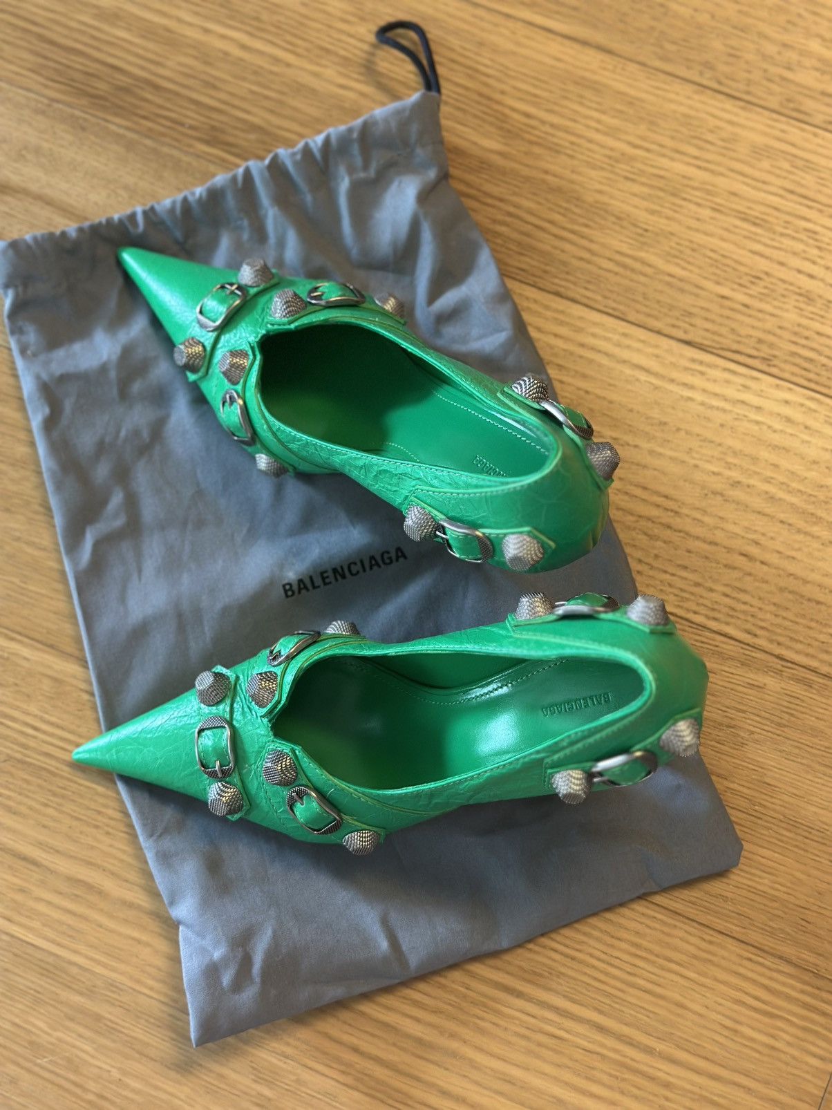 Balenciaga BALENCIAGA Agneau Arena Cagole 90mm Pumps 40 Vivid Green Size US 9 / IT 39 - 3 Thumbnail