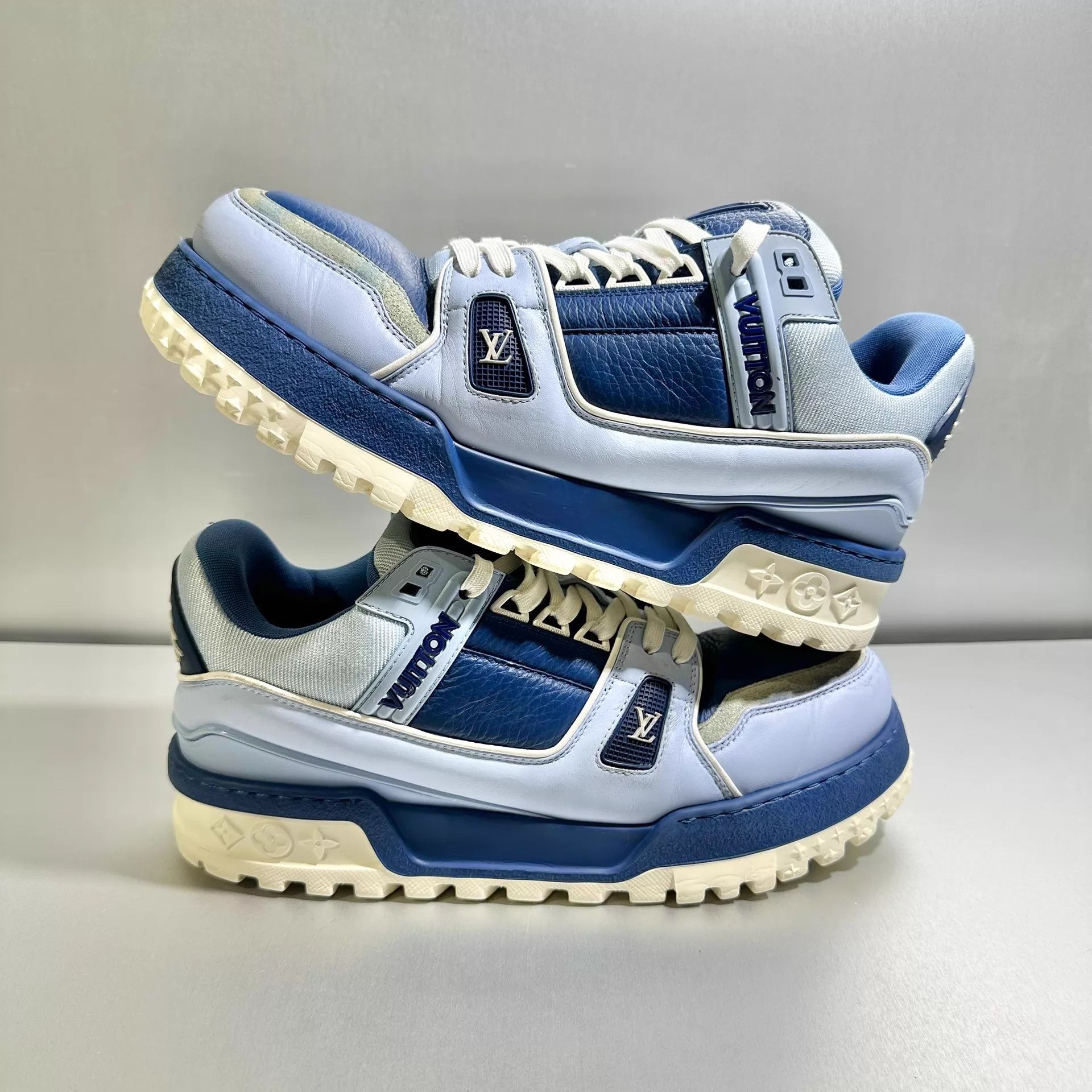 Louis Vuitton LV Trainer Maxi Blue Pangding 7.5/41.5 Excellent Size US 8.5 / EU 41-42 - 3 Thumbnail