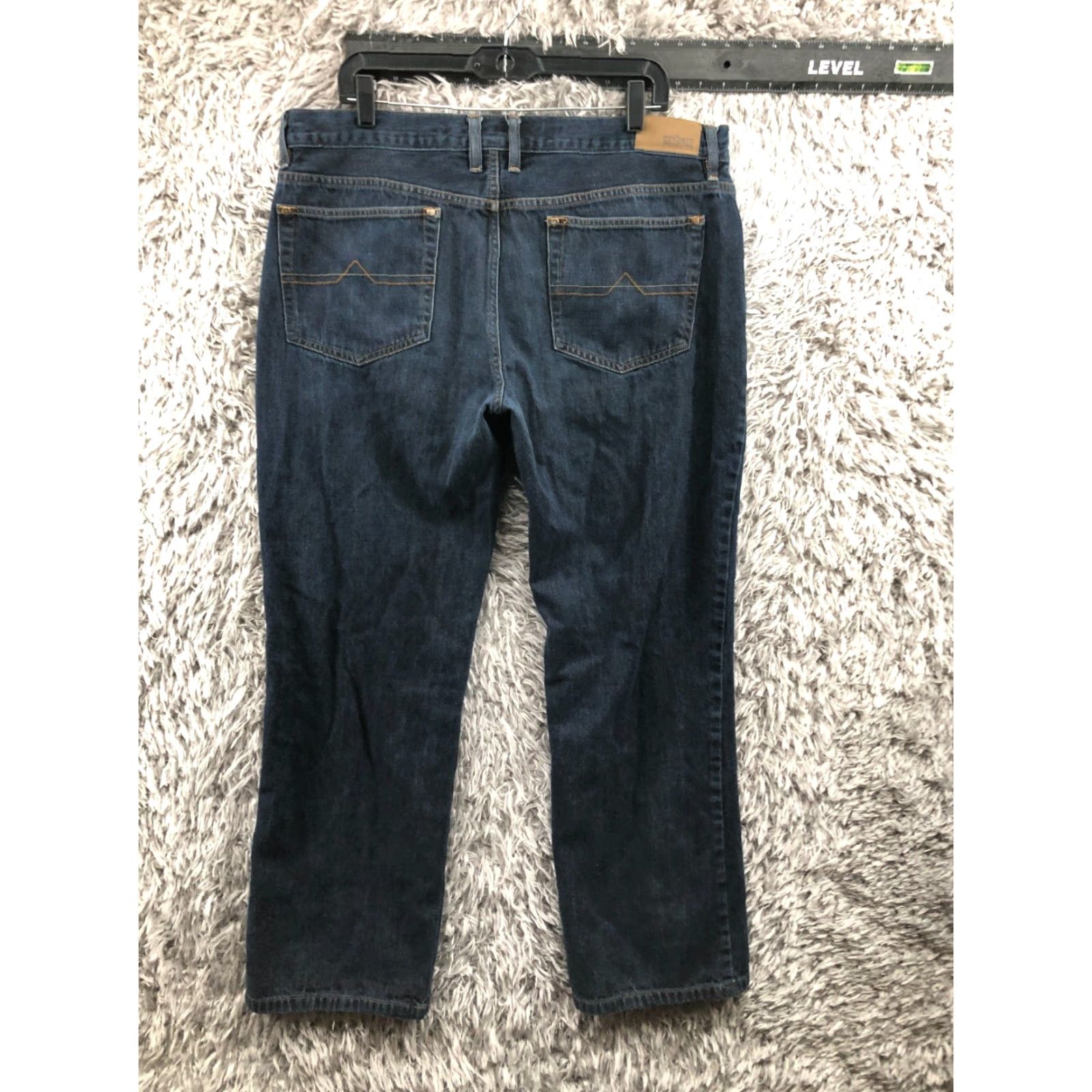 Vintage Urban Pipeline Jeans Slim Straight 38x32 Mens Mid Rise Dark Blue Wash 5-Pocket Denim Cotton Blend Belt Loops Regular Size Size US 38 / EU 54 - 5 Thumbnail