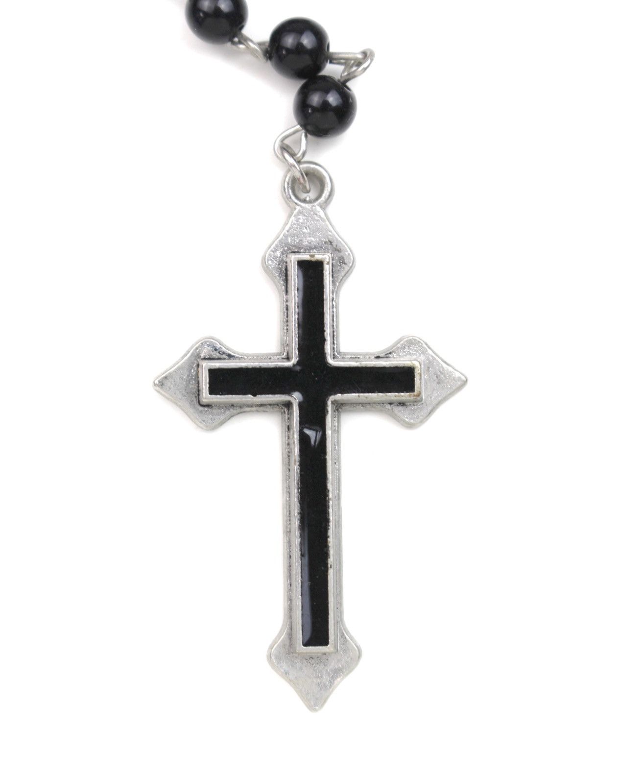Vintage 2000S JAPANESE MADE GOTHIC ROSARY CROSS BEADED NECKLACE Size ONE SIZE - 2 Thumbnail