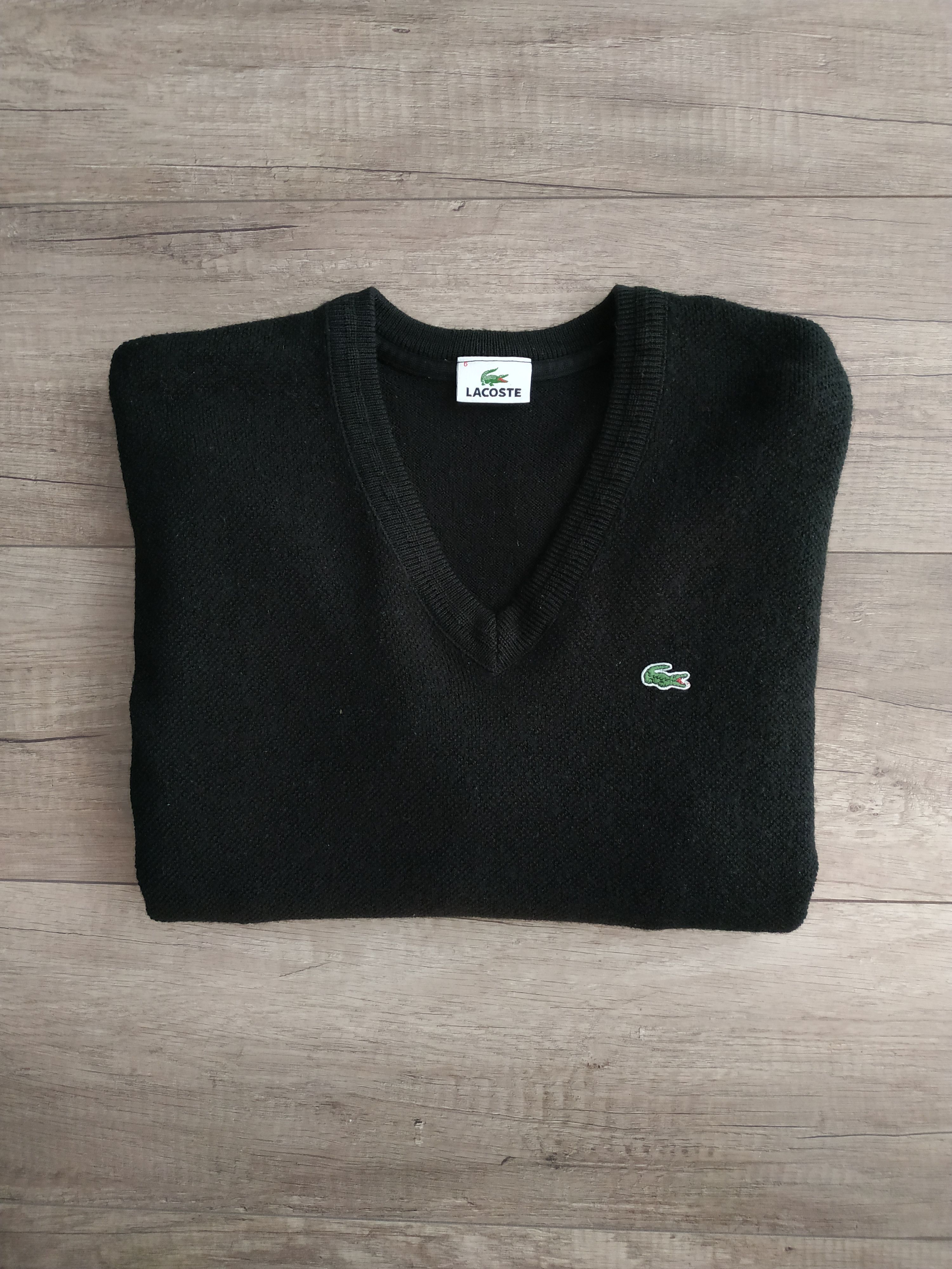 Lacoste × Vintage LACOSTE Men's Vintage Wool V-Neck Sweater, s. MEDIUM (6) Size US M / EU 48-50 / 2 - 2 Thumbnail