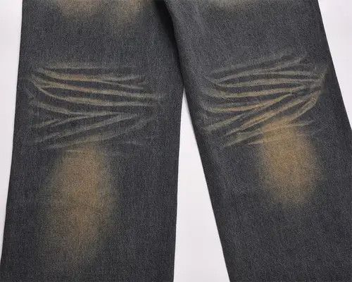 Japanese Brand × Jean Men's oversized loose contrast color washed distressed jeans Size US 34 / EU 50 - 3 Thumbnail