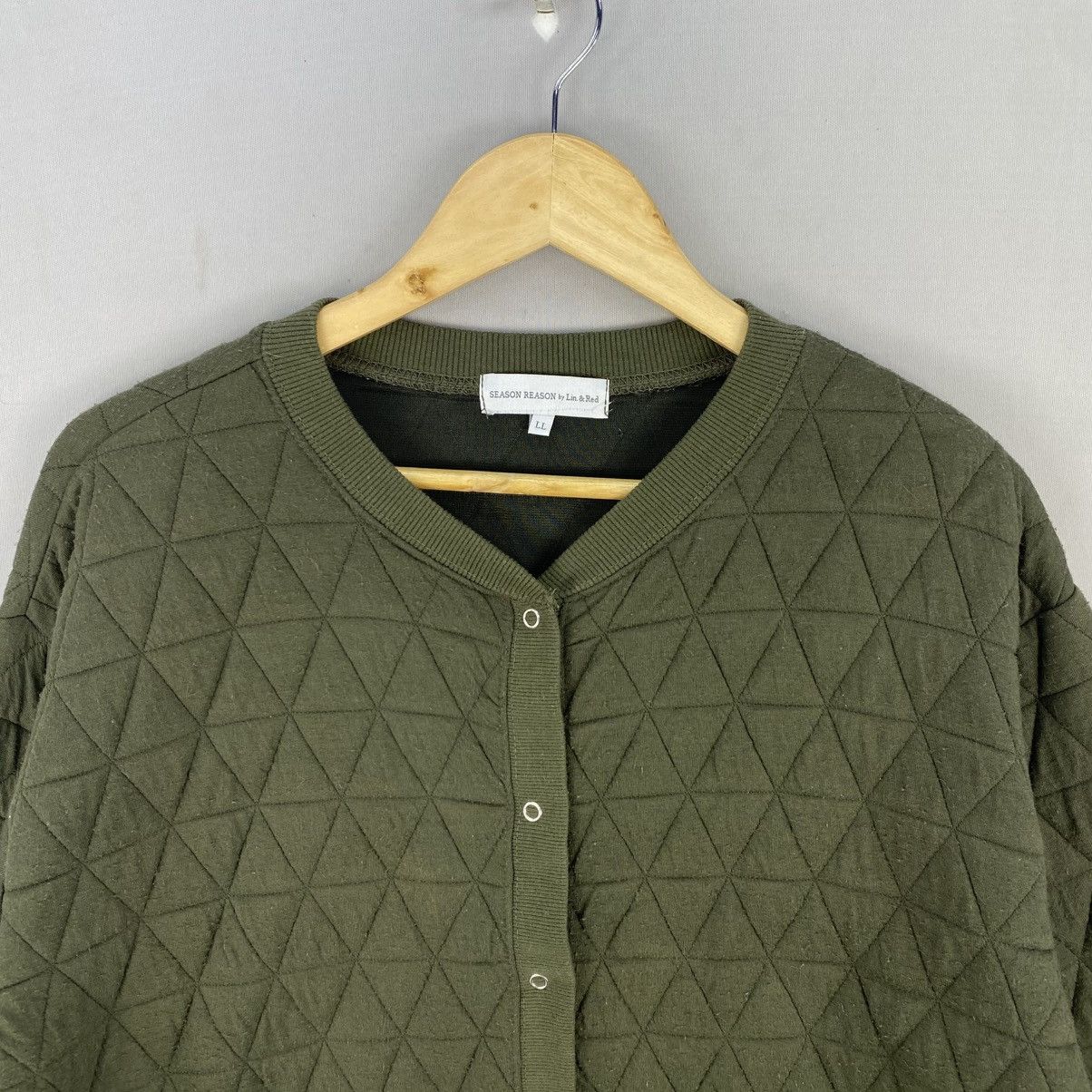 Japanese Brand Season Reason Quilted Snap Button Cardigan | Olive Green Size US M / EU 48-50 / 2 - 7 Thumbnail