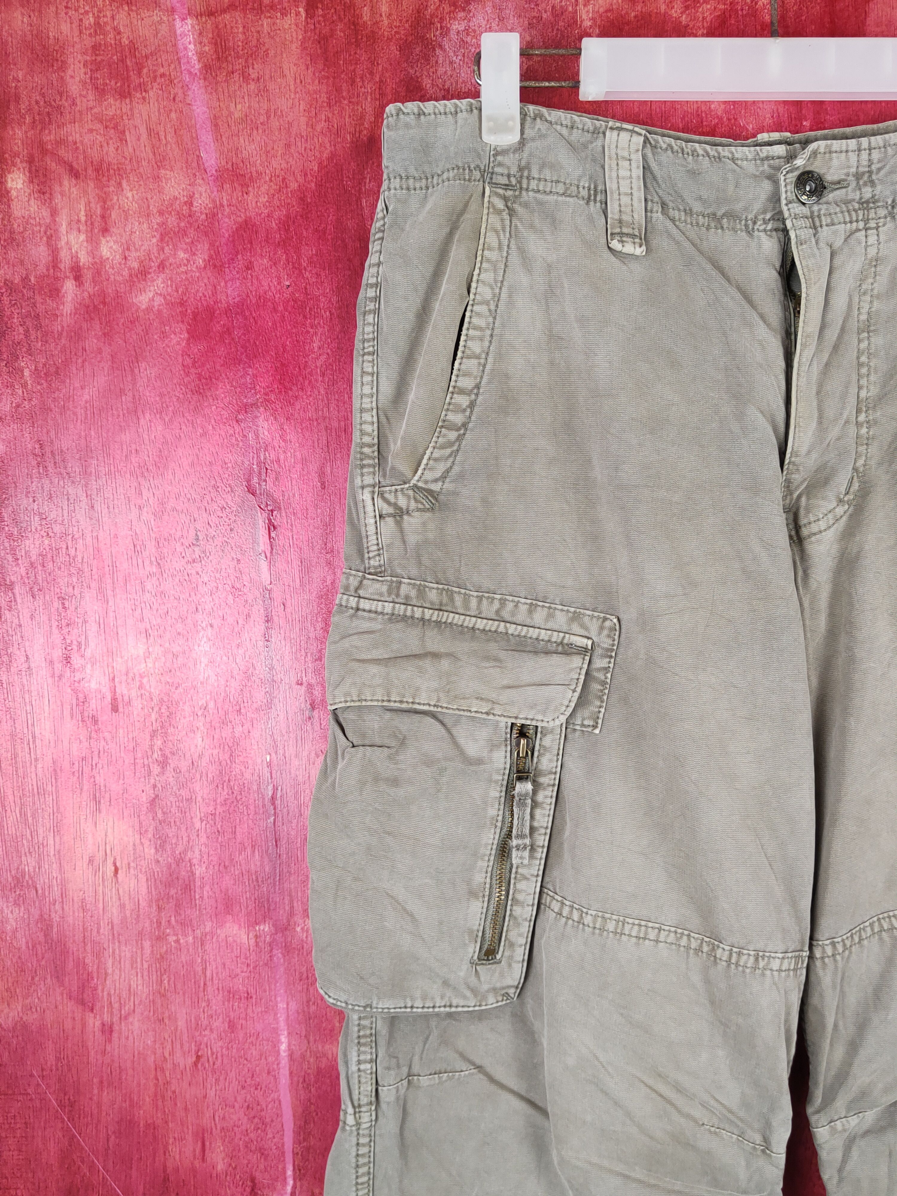 Japanese Brand Uniqlo Olive Faded Multipocket Tactical Cargo Pants #S1339 Size US 32 / EU 48 - 3 Thumbnail