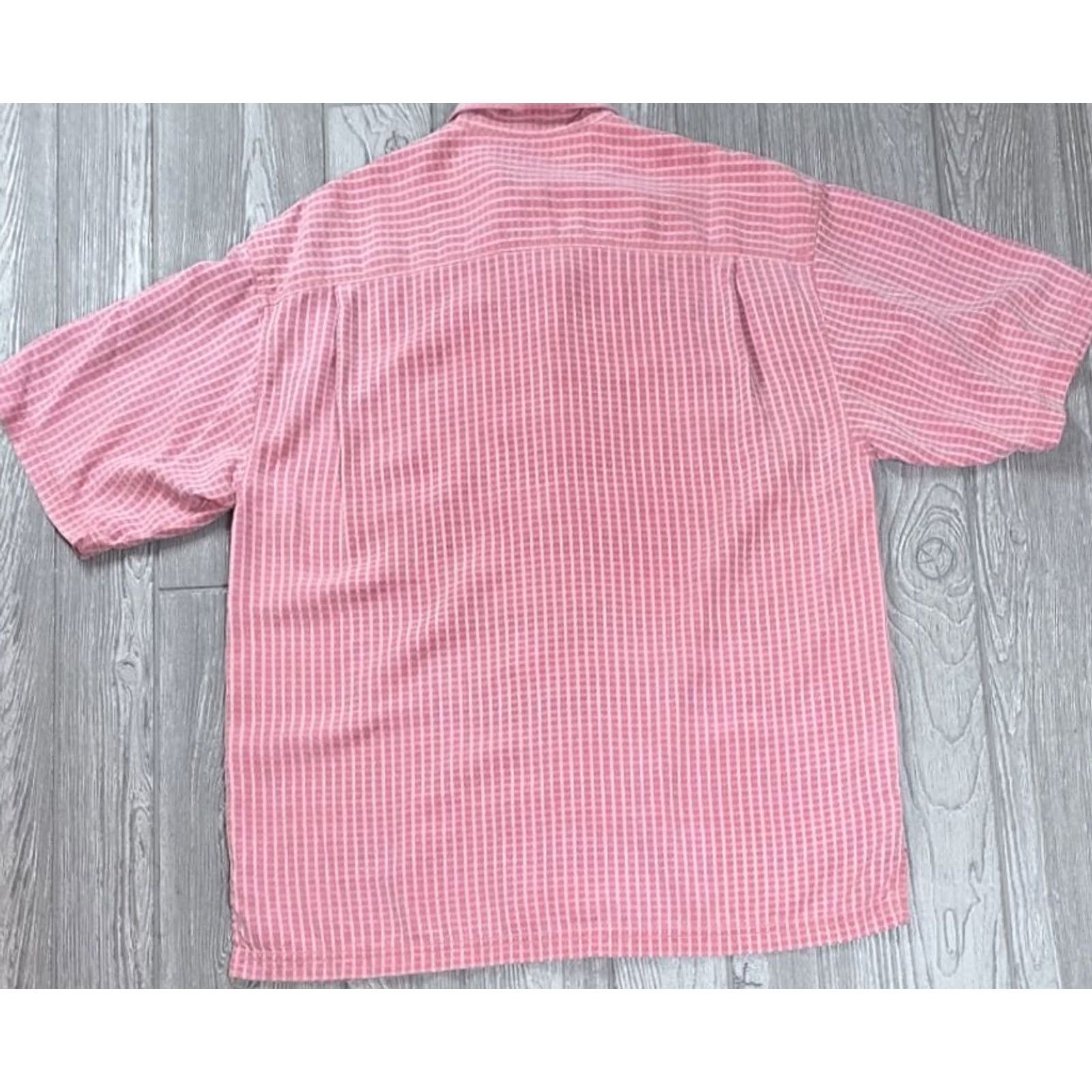 Tommy Bahama Tommy Bahama Silk Camp Shirt Mens L Pink Check Hawaiian Short Sleeve Button Up Size US L / EU 52-54 / 3 - 5 Thumbnail
