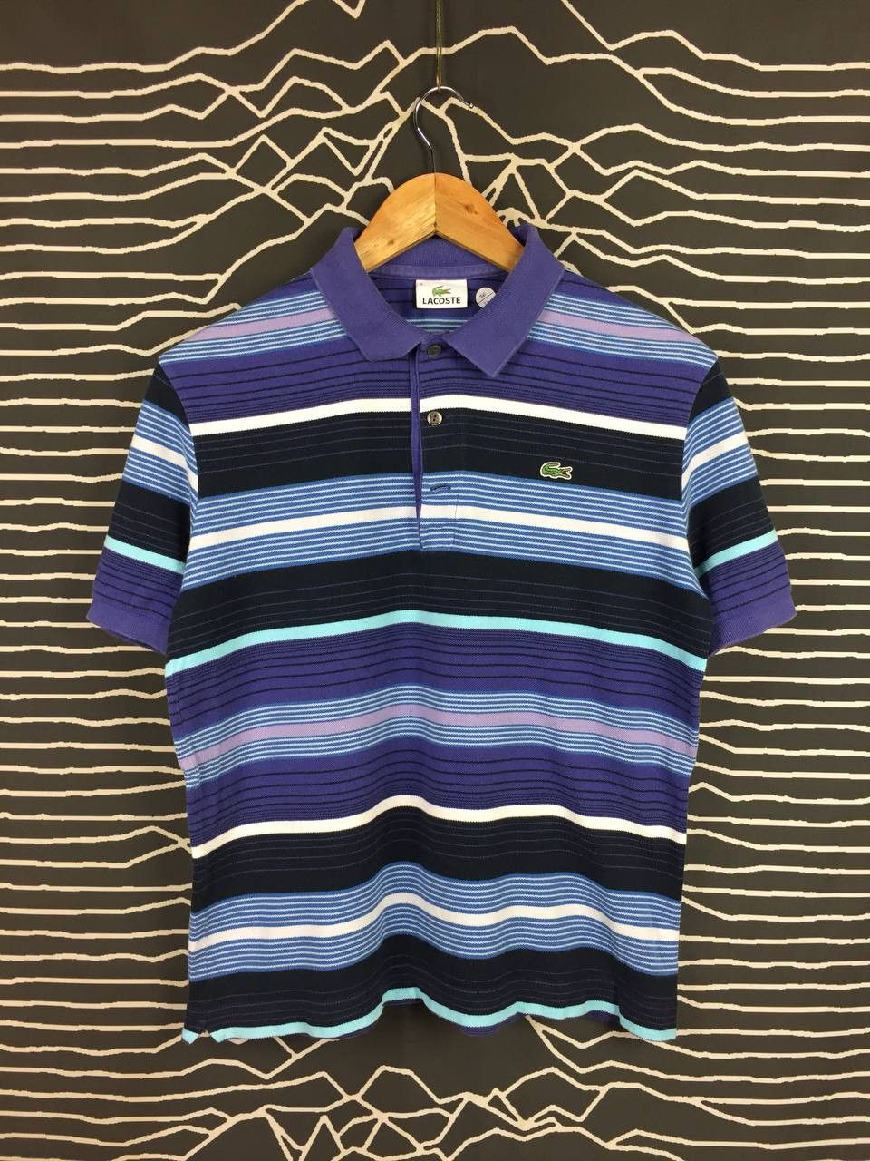 Lacoste Vtg Lacoste Made In Japan Embroidered Logo Striped Polo Tee Size US M / EU 48-50 / 2 - 1 Thumbnail