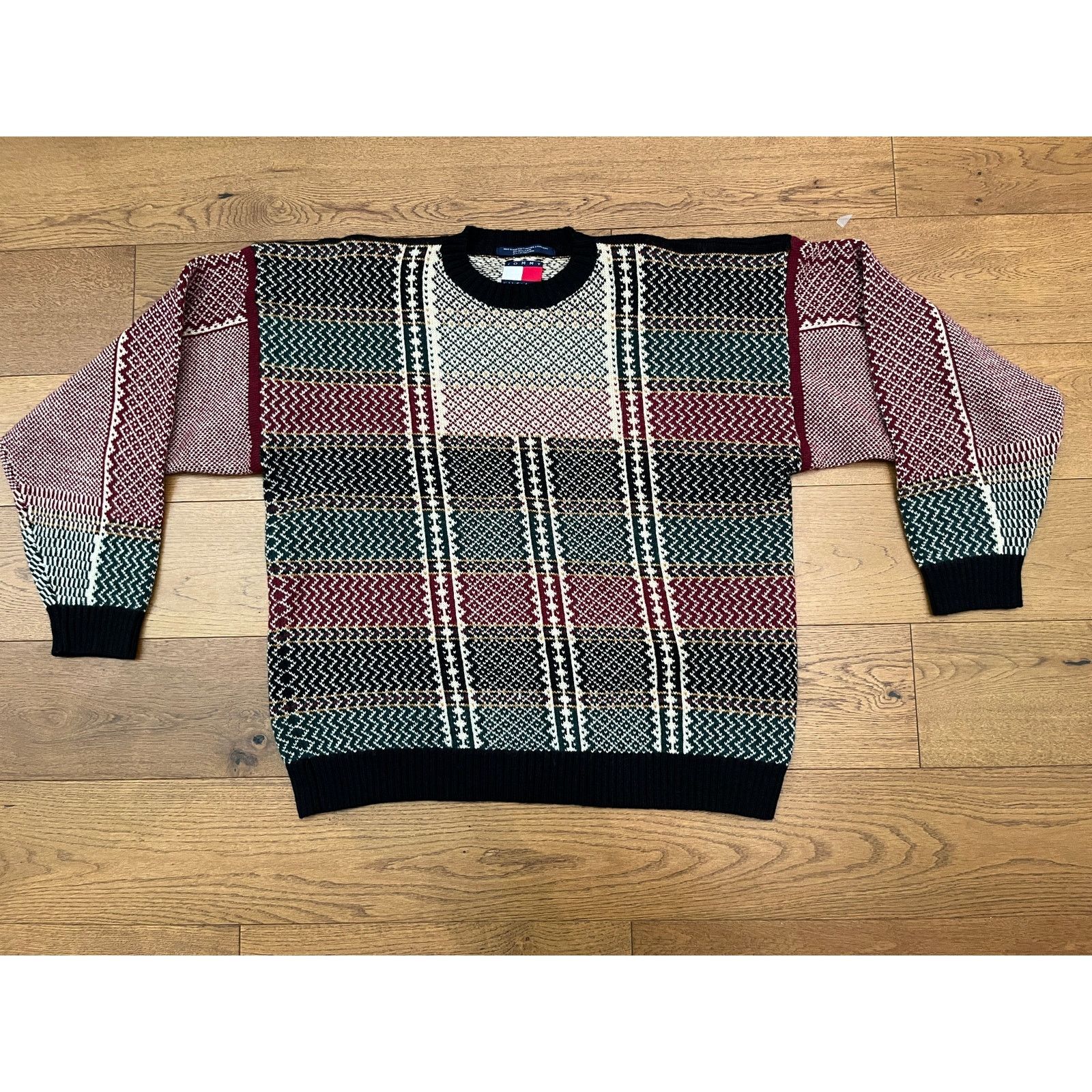 Vintage Vtg 90s Tommy Hilfiger Heavy Wool Blend Fair Isle Sweater XL Size US XL / EU 56 / 4 - 10 Thumbnail