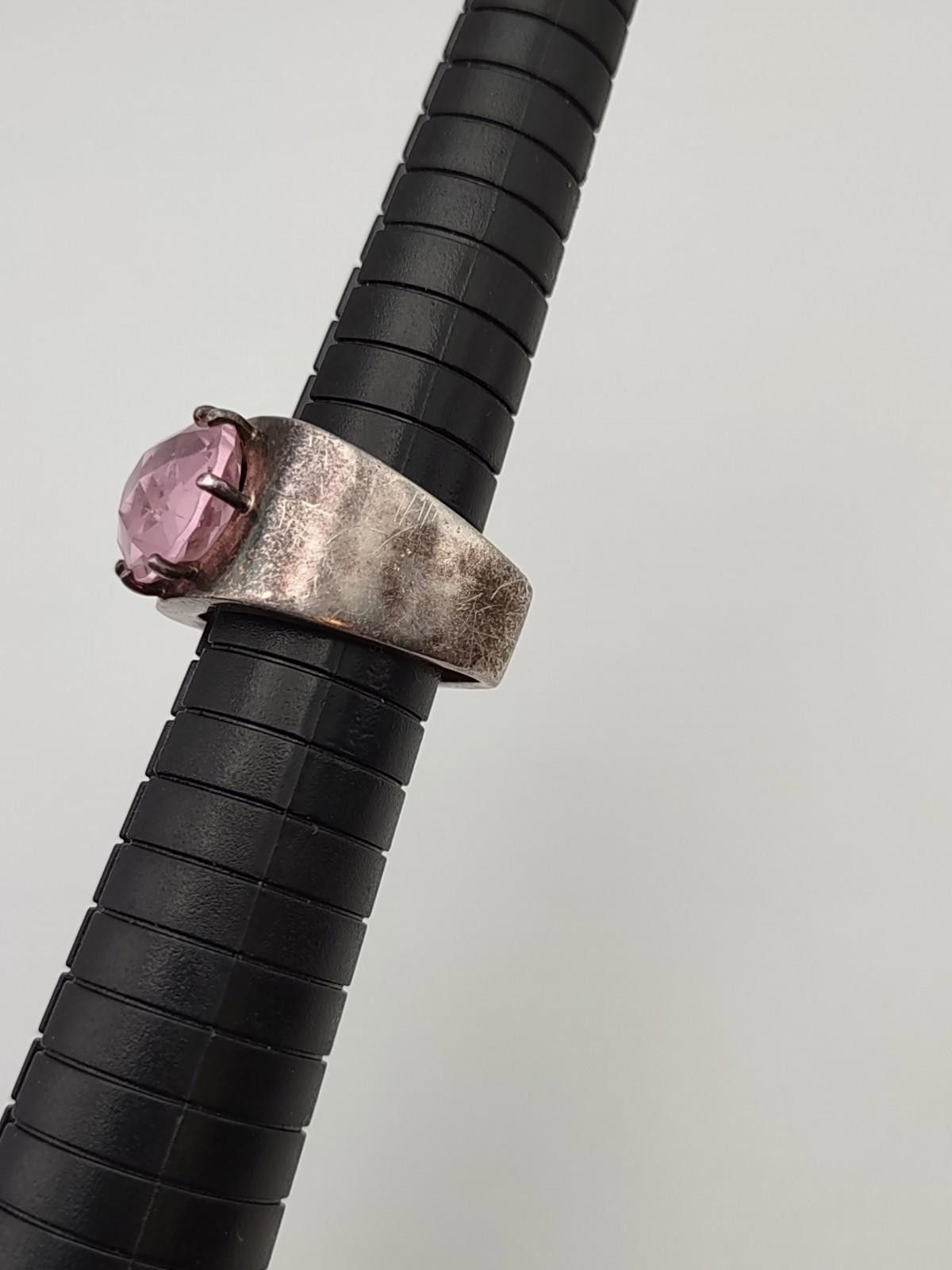 The Unbranded Brand Vintage 925 Sterling Wide Pink Statement Ring Sz 7 Size ONE SIZE - 4 Thumbnail