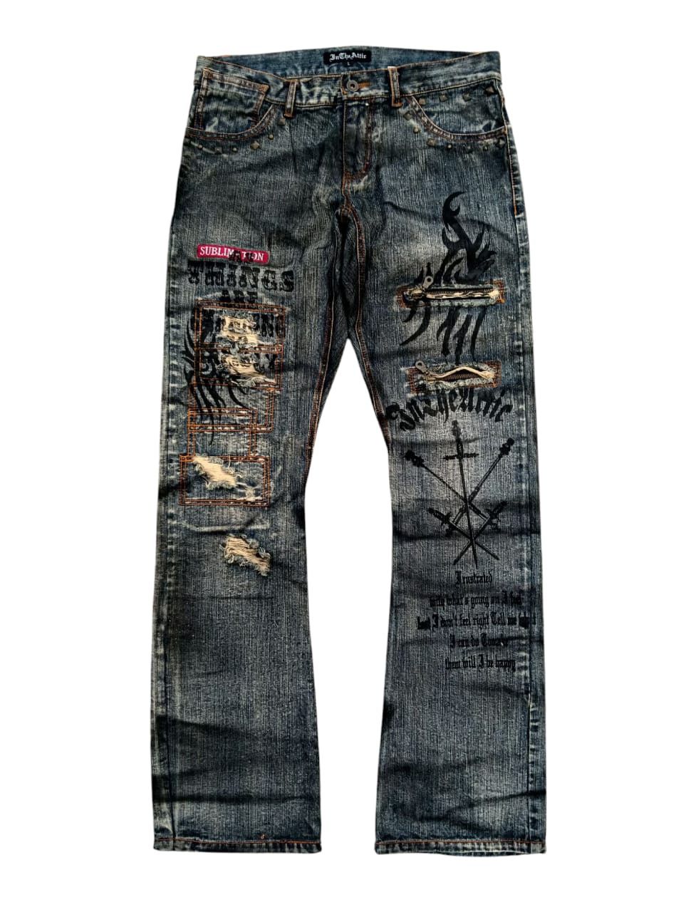 In The Attic × Japanese Brand × Vintage Vintage In The Attic Jeans Distressed Custom Made 1 Of 1 Size US 32 / EU 48 - 2 Thumbnail
