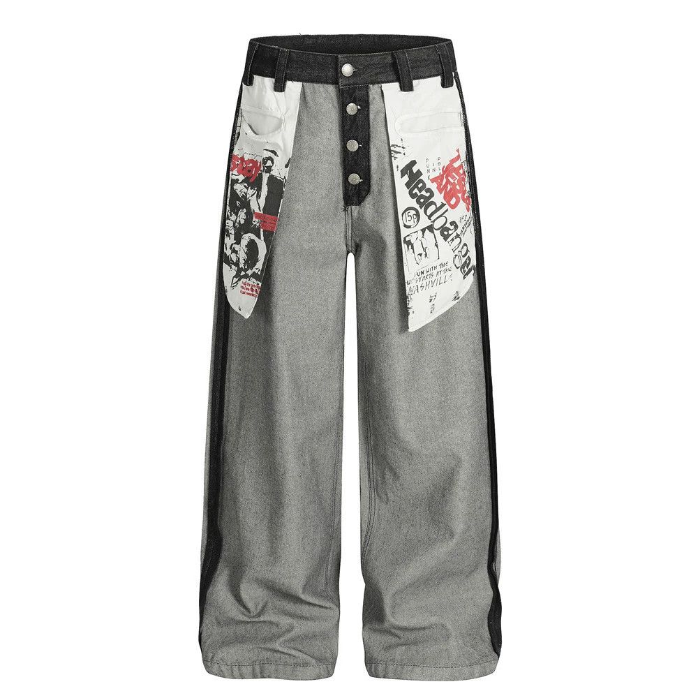 Vintage Men's American loose wide-leg large pocket printed jeans Size US 32 / EU 48 - 1 Thumbnail