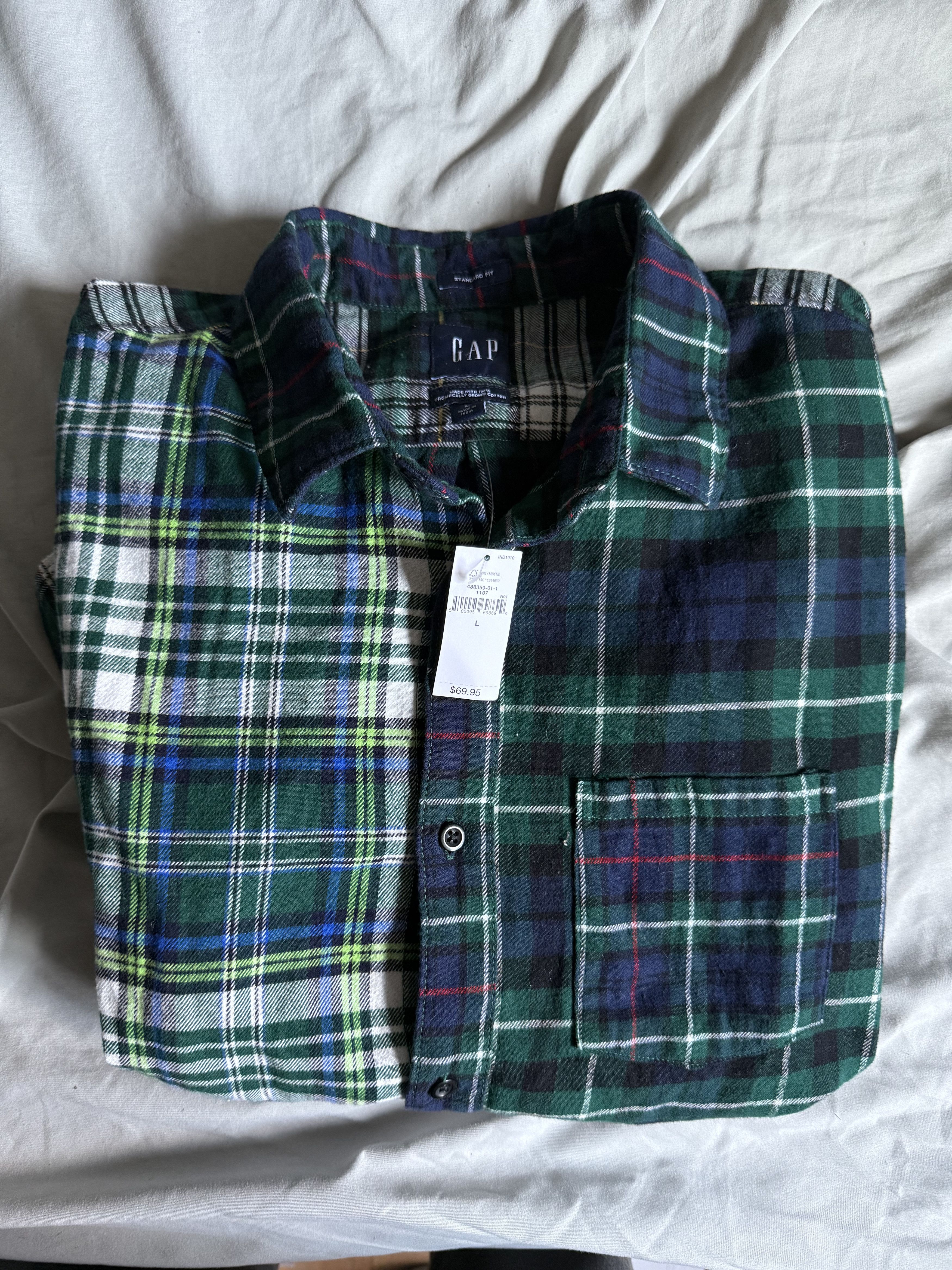 Gap Gap 100% Organic Cotton Mixed Plaid Flannel Shirt Large $78 Size US L / EU 52-54 / 3 - 1 Thumbnail
