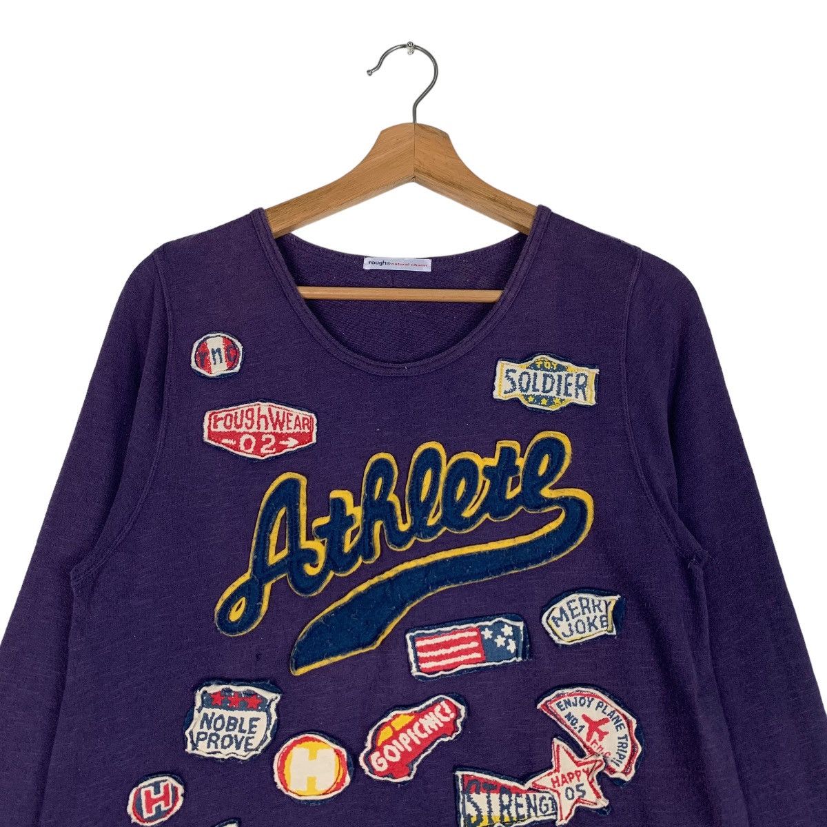 Vintage 96 ROUGH Athlete Patches Logo Pullover Sweater #0690-C32 Size US S / EU 44-46 / 1 - 2 Thumbnail