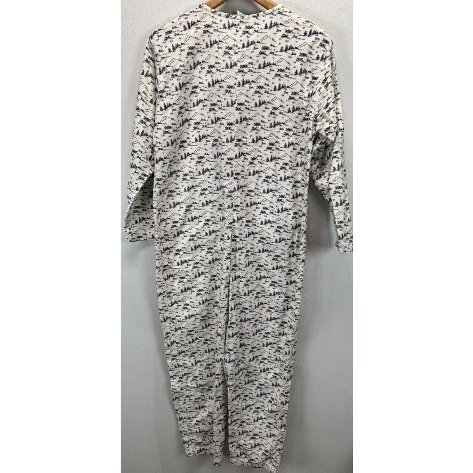 Lands' End VINTAGE Lands’ End Flannel One Piece Pajamas Small 6 8 White 1990s Sleepwear Womens Size ONE SIZE - 2 Thumbnail