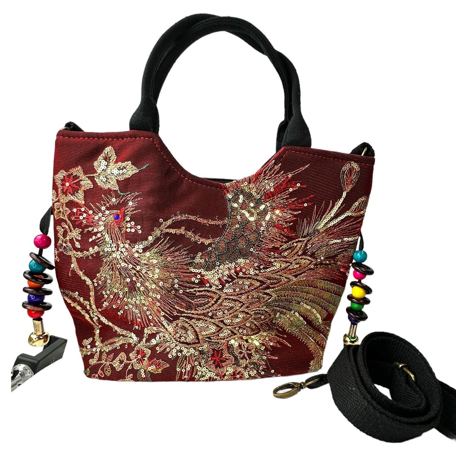 Designer Crossbody/Double Handle Tote Handbag Embroidered & Beaded Ph Size ONE SIZE - 1 Thumbnail