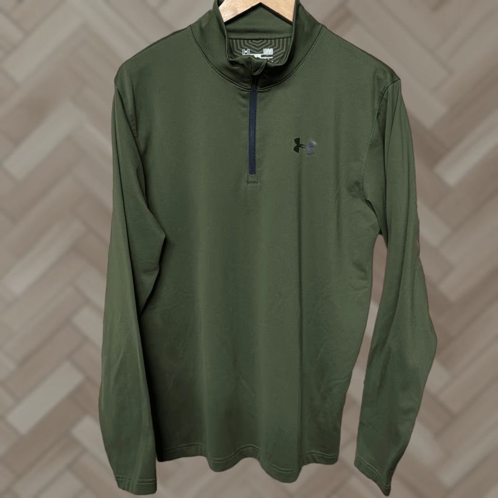 Under Armour Under Armour Pullover Mens L Green 1/4 Zip Mock Neck Long Sleeve Casual Activewear Size US L / EU 52-54 / 3 - 1 Thumbnail