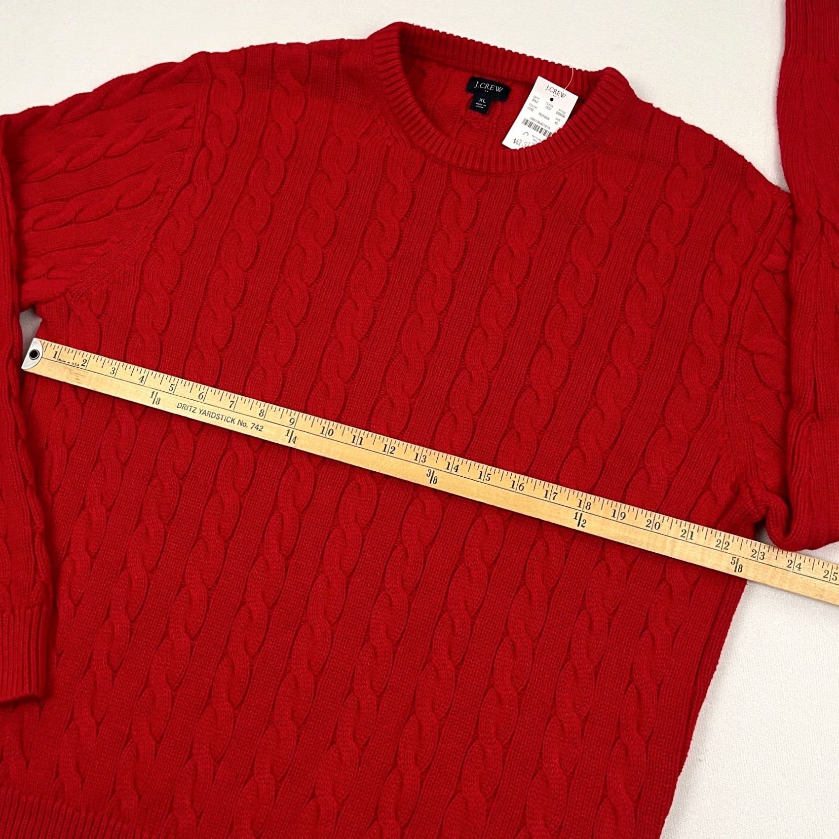 J.Crew J.CREW Sweater Mens XL Red Cable Knit Cotton Crewneck Fisherman Holiday Prep NEW Size US XL / EU 56 / 4 - 4 Thumbnail