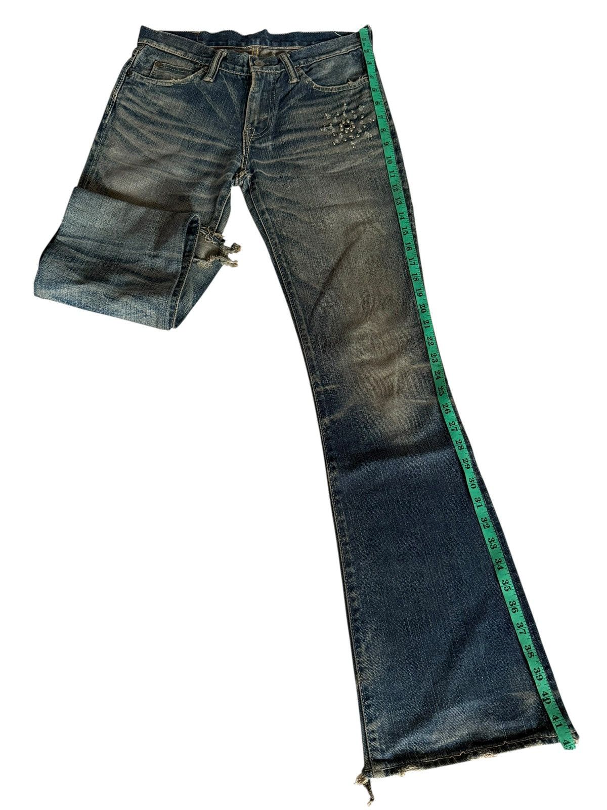 Japanese Brand Flared Jeans David Olive Accessories Faded Distressed Denim Size US 29 - 17 Thumbnail