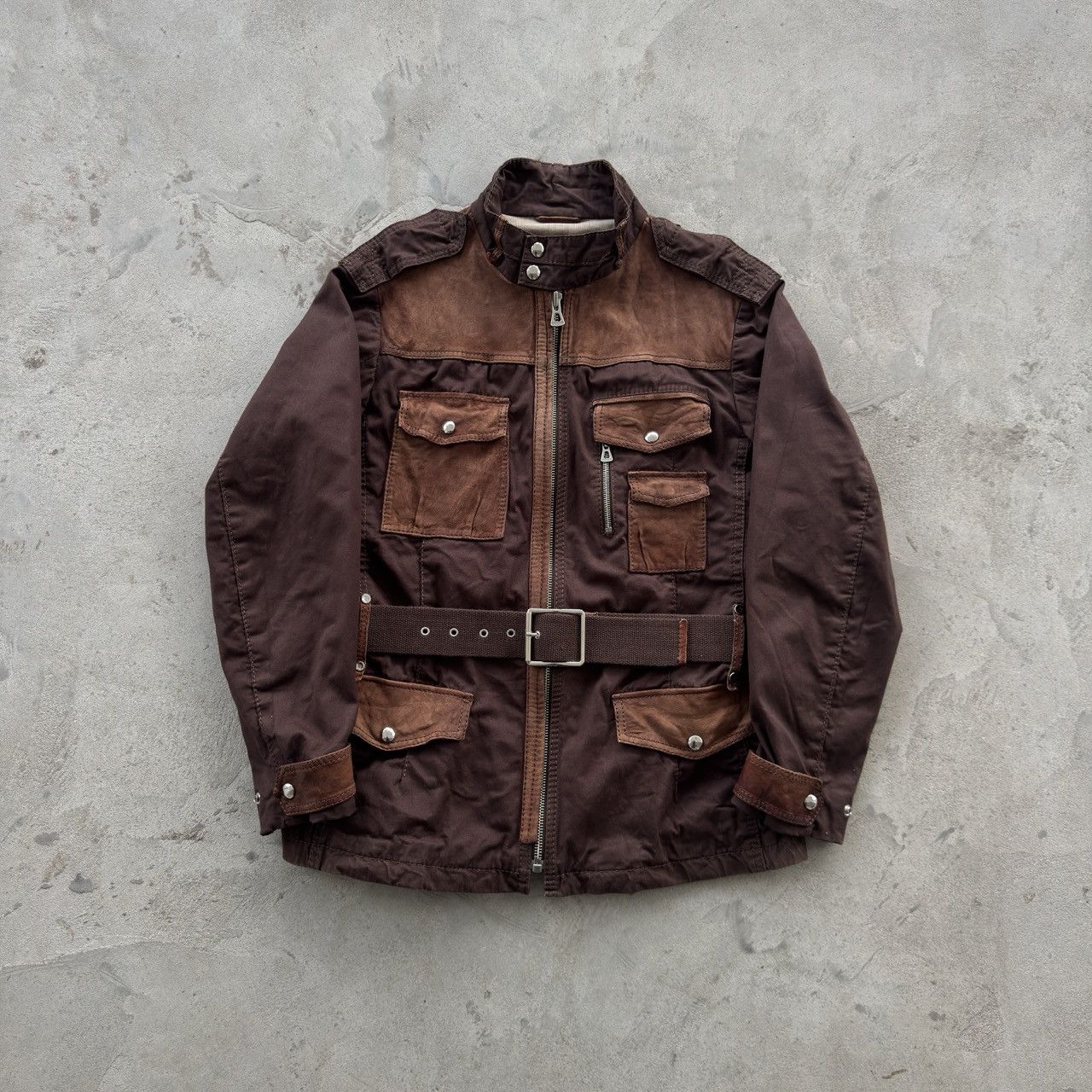 Hugo Boss HUGO BOSS Brown Mixed Suede Field Jacket Belted Pocket Size US M / EU 48-50 / 2 - 1 Thumbnail