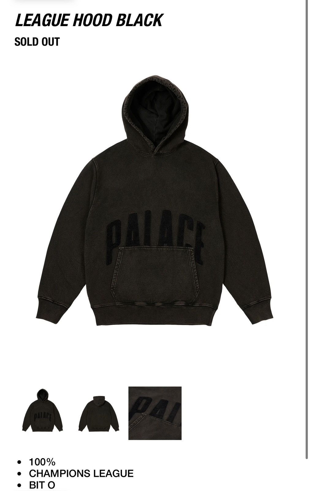 Palace Baffled Hood Grey Marl