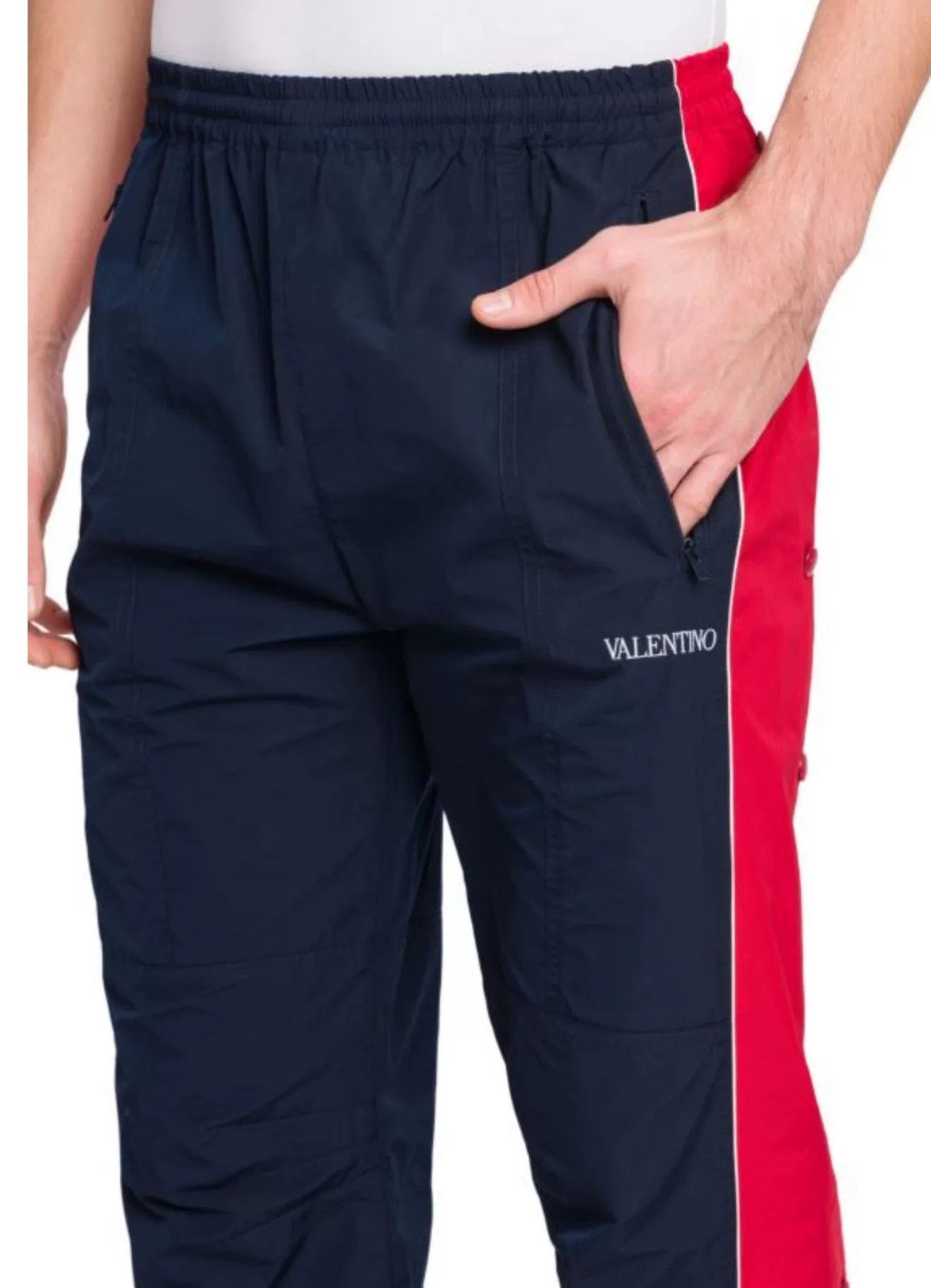 Valentino Valentino Red Side Buckle Navy Sweatpants Size US 30 / EU 46 - 1 Thumbnail