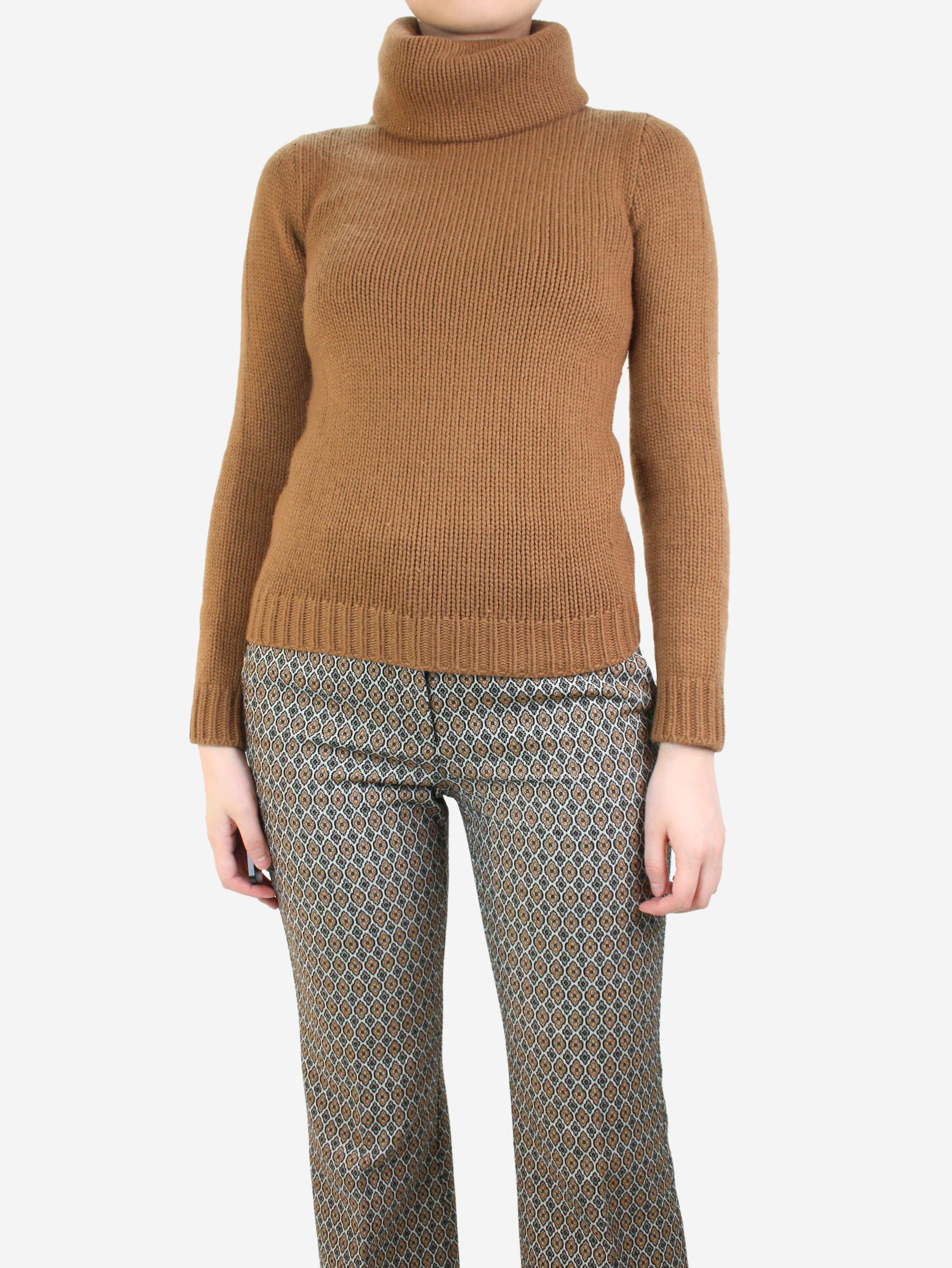 image of Ralph Lauren Brown Roll-Neck Cashmere Jumper - Size Xs, Women's