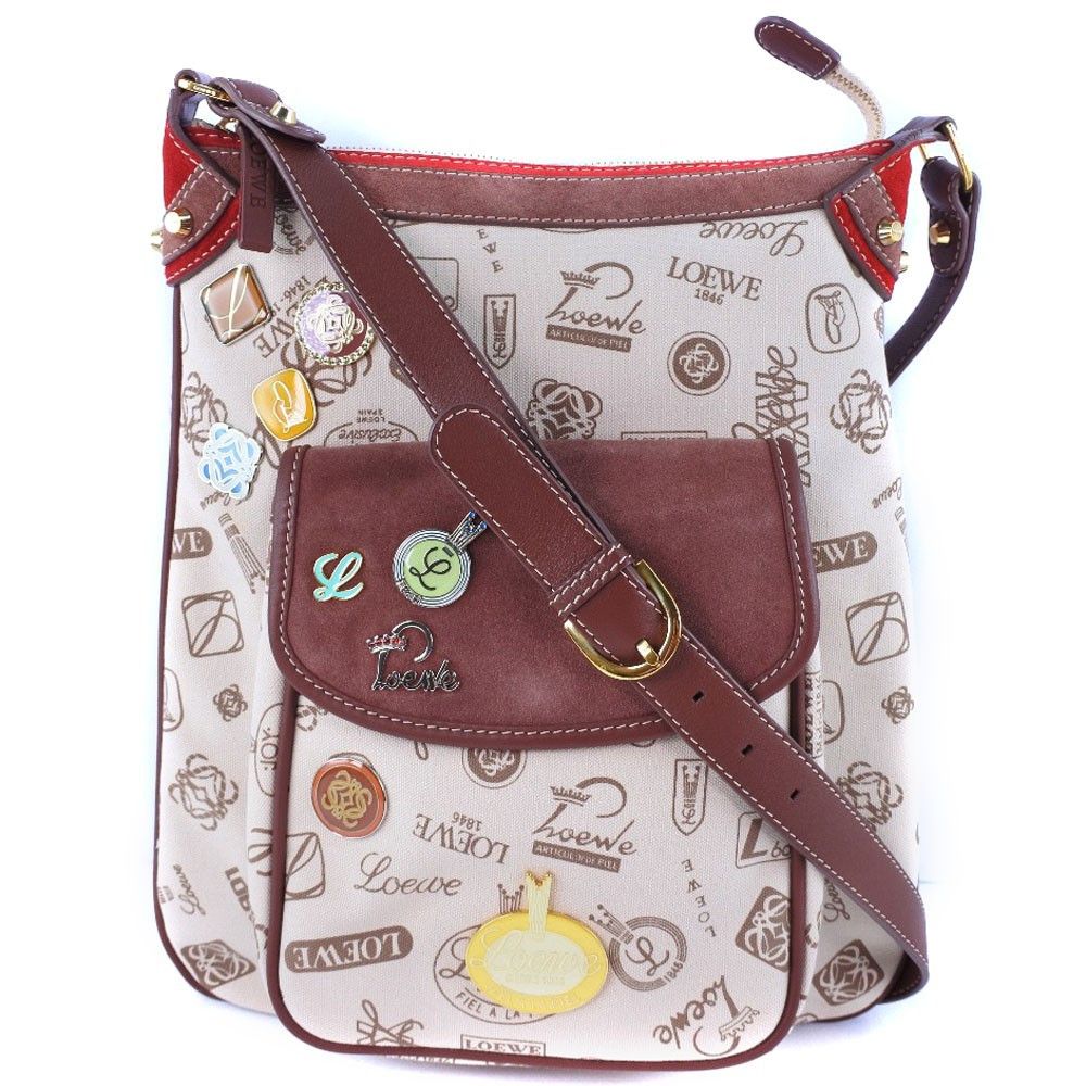 Loewe Loewe Pin batch shoulder bag Canvas and suede Size ONE SIZE - 1 Thumbnail