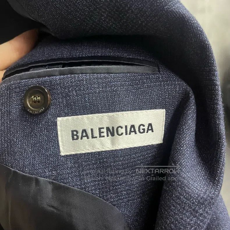 Balenciaga Balenciaga Dark Blue Solid Wool Blazer Jacket Size XS / US 0-2 / IT 36-38 - 3 Thumbnail