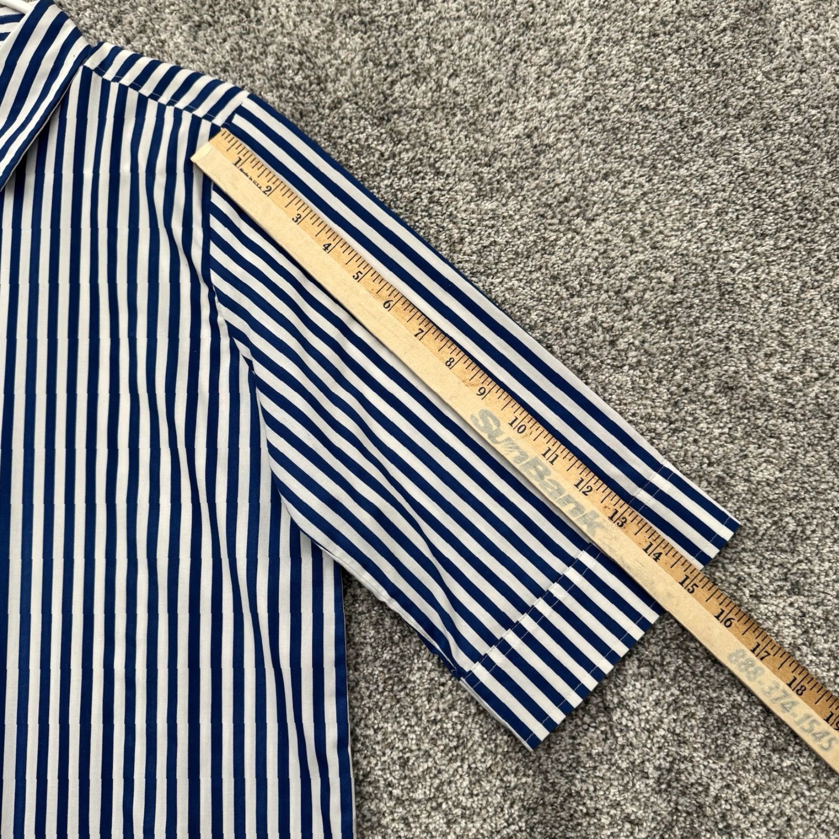 Vintage VINTAGE American Sweetheart Button-Up Shirt Women Sz S Stripe Blue 90s Preppy Casual Business Classic Short Sleeve Collared Regular Womens Size S / US 4 / IT 40 - 3 Thumbnail