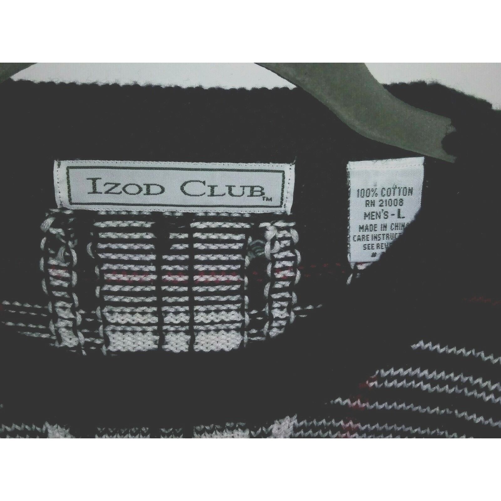 Izod IZOD Mens Sweater plaid Pullover Sz L green white long sleev Size US L / EU 52-54 / 3 - 6 Thumbnail
