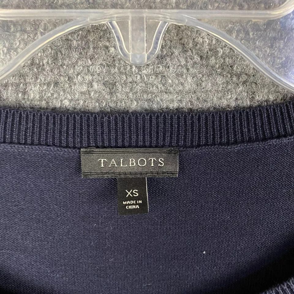 Talbots Talbots Top Women's XS Short Sleeve Navy Blue Cotton Blend Size XS / US 0-2 / IT 36-38 - 3 Thumbnail