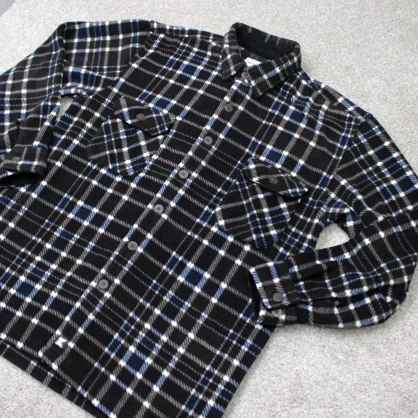 Vintage Juneau Fleece Shacket Mens Large Brown/Blue Plaid Long Sleeve Button-Up Shirt Size US L / EU 52-54 / 3 - 3 Thumbnail