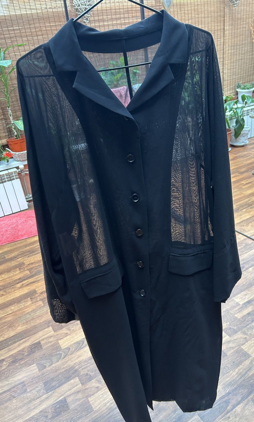 Dolce & Gabbana × Vintage 90’s Dolce & Gabbana Black Wool Robe Dress Sheer Coat Size S / US 4 / IT 40 - 4 Thumbnail