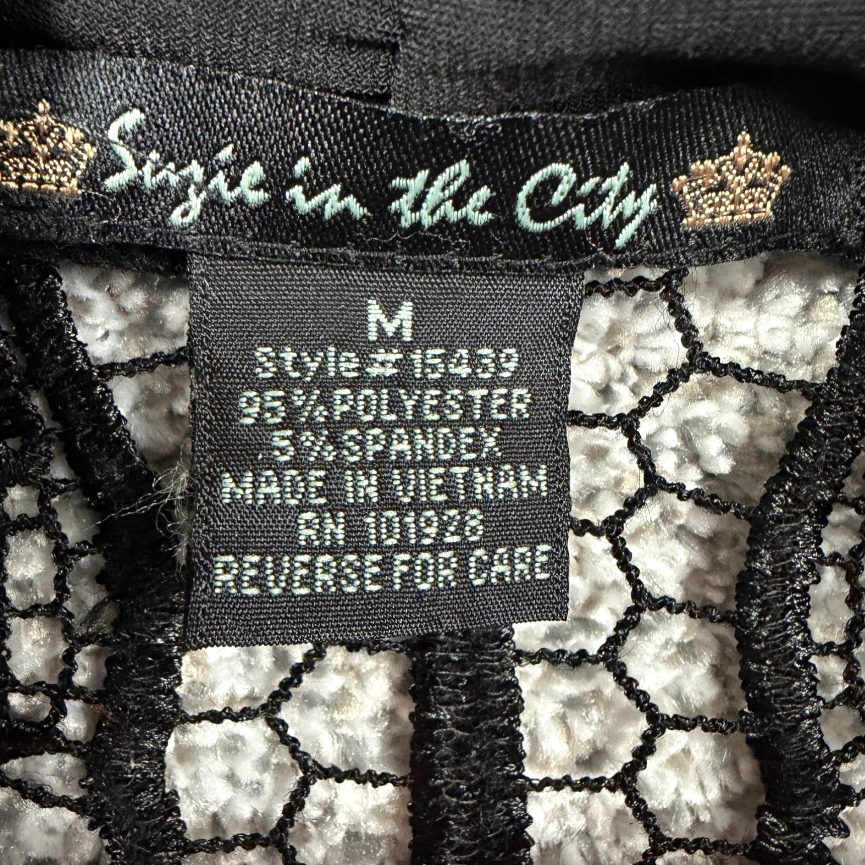 Vintage Suzie in the City Cardigan M Women Black Tunic Blouse Lightweight Knit Crochet Lace Geometric Print Open Front Sleeve Short Relaxed Vintage No Mkuu? Size M / US 6-8 / IT 42-44 - 5 Thumbnail