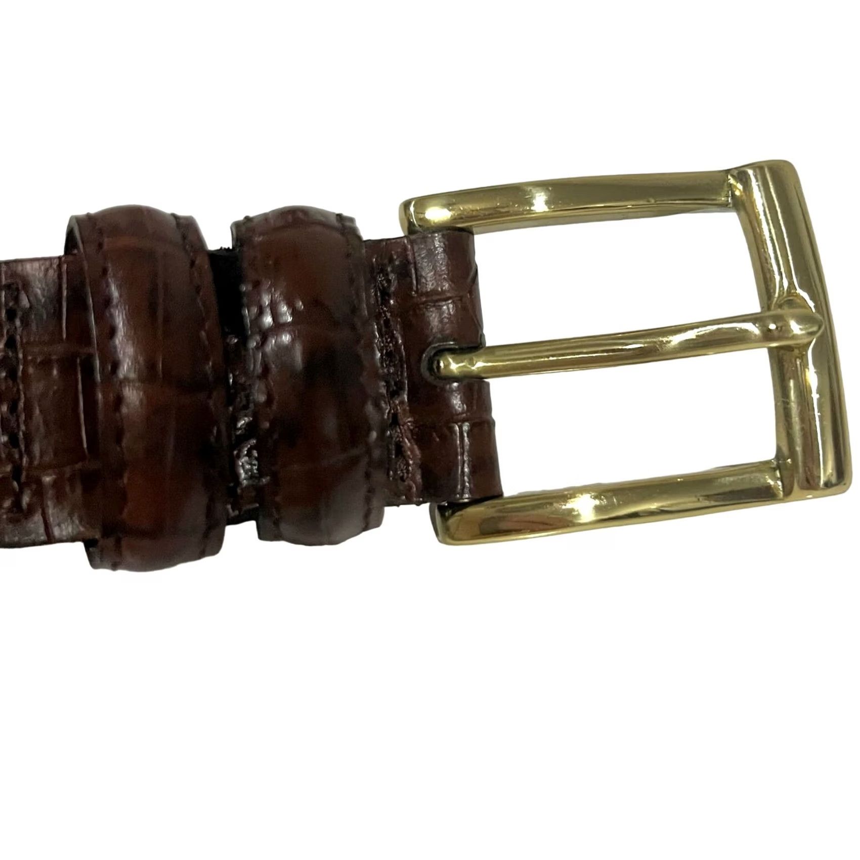 Vintage Scandia woods Belt Men 2XL Big & Tall Brown Leather Crocodile Texture Size ONE SIZE - 5 Thumbnail